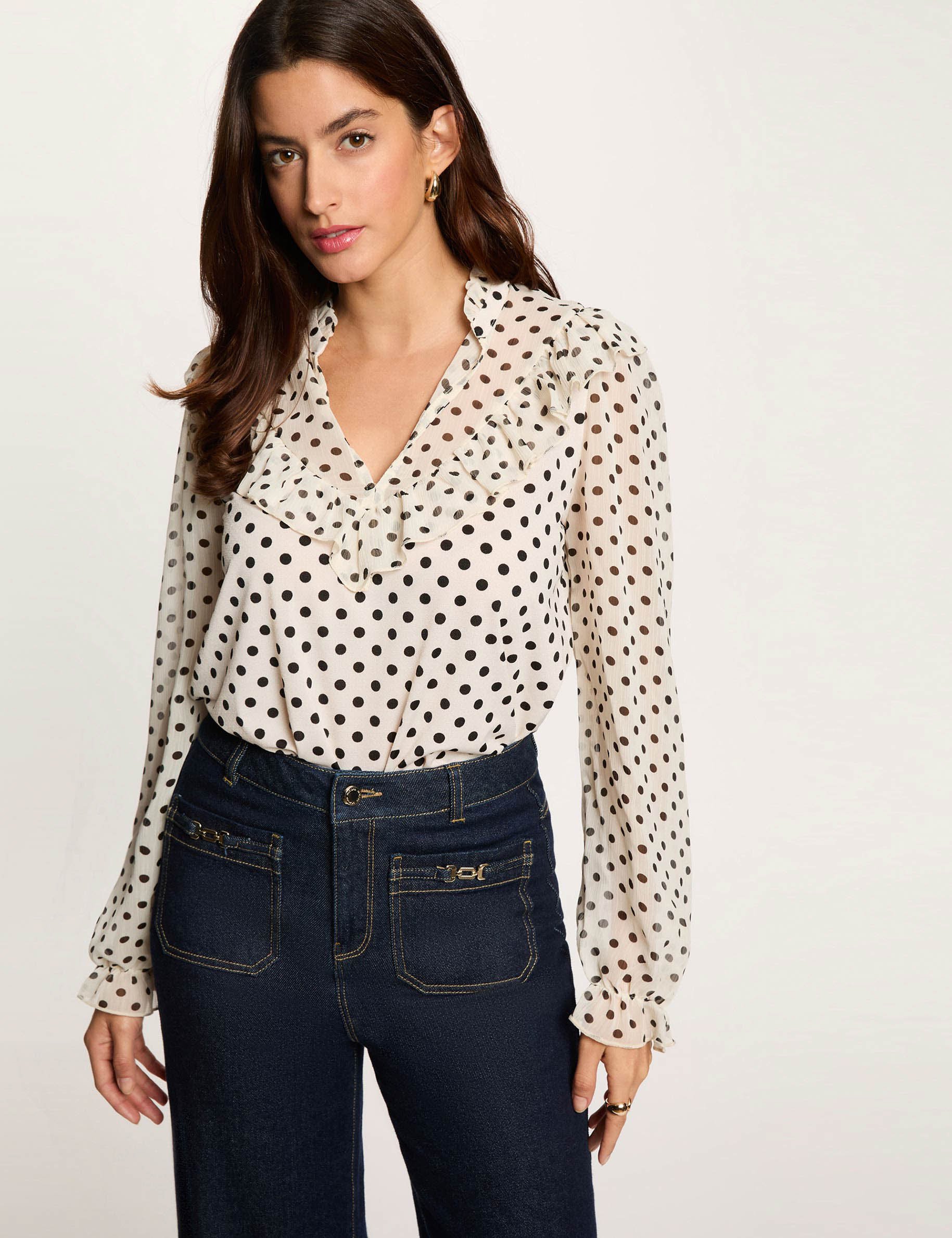 T-shirt voile col v blanc femme