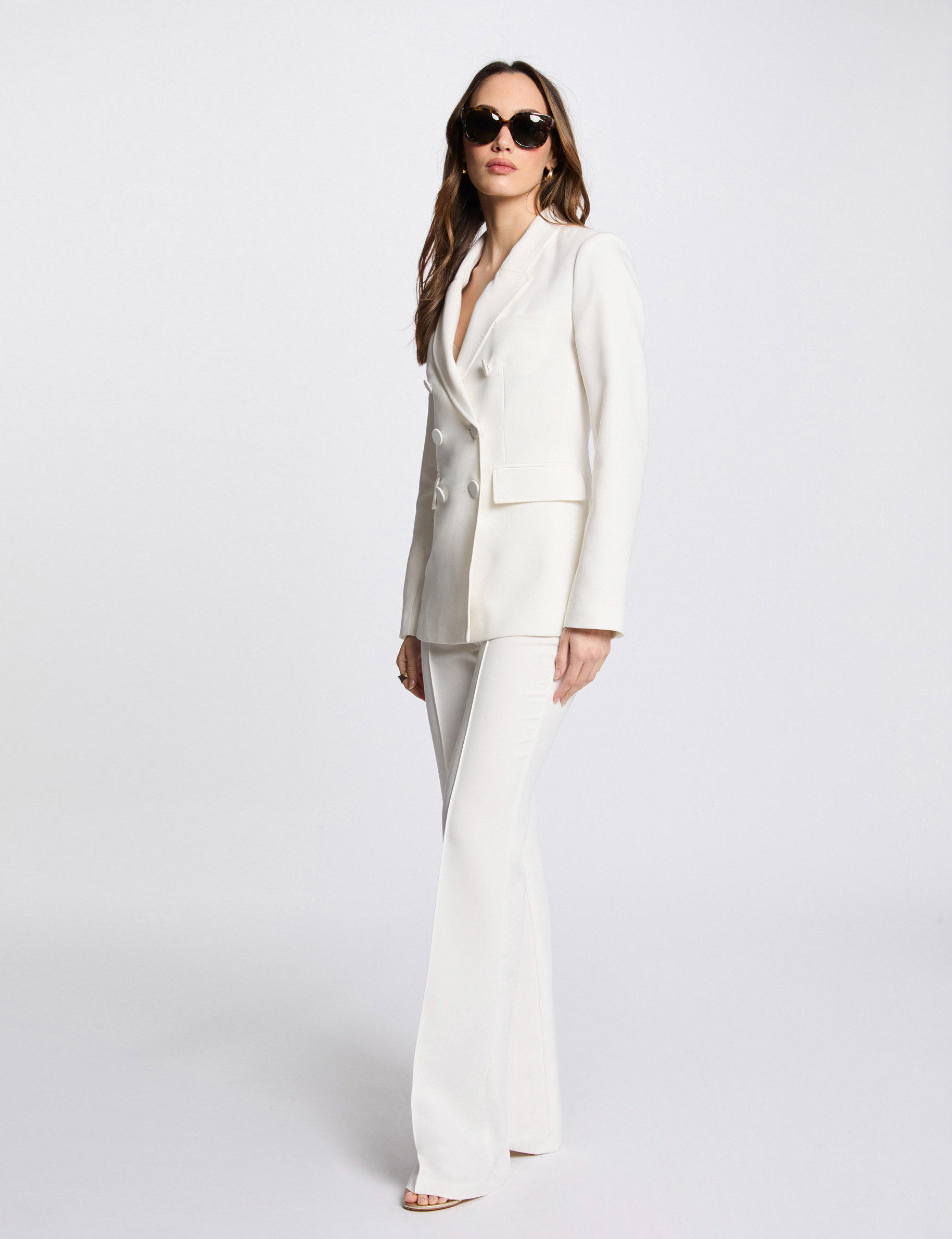 pantalon bootcut taille haute blanc femme Pantalon bootcut taille haute blanc femme