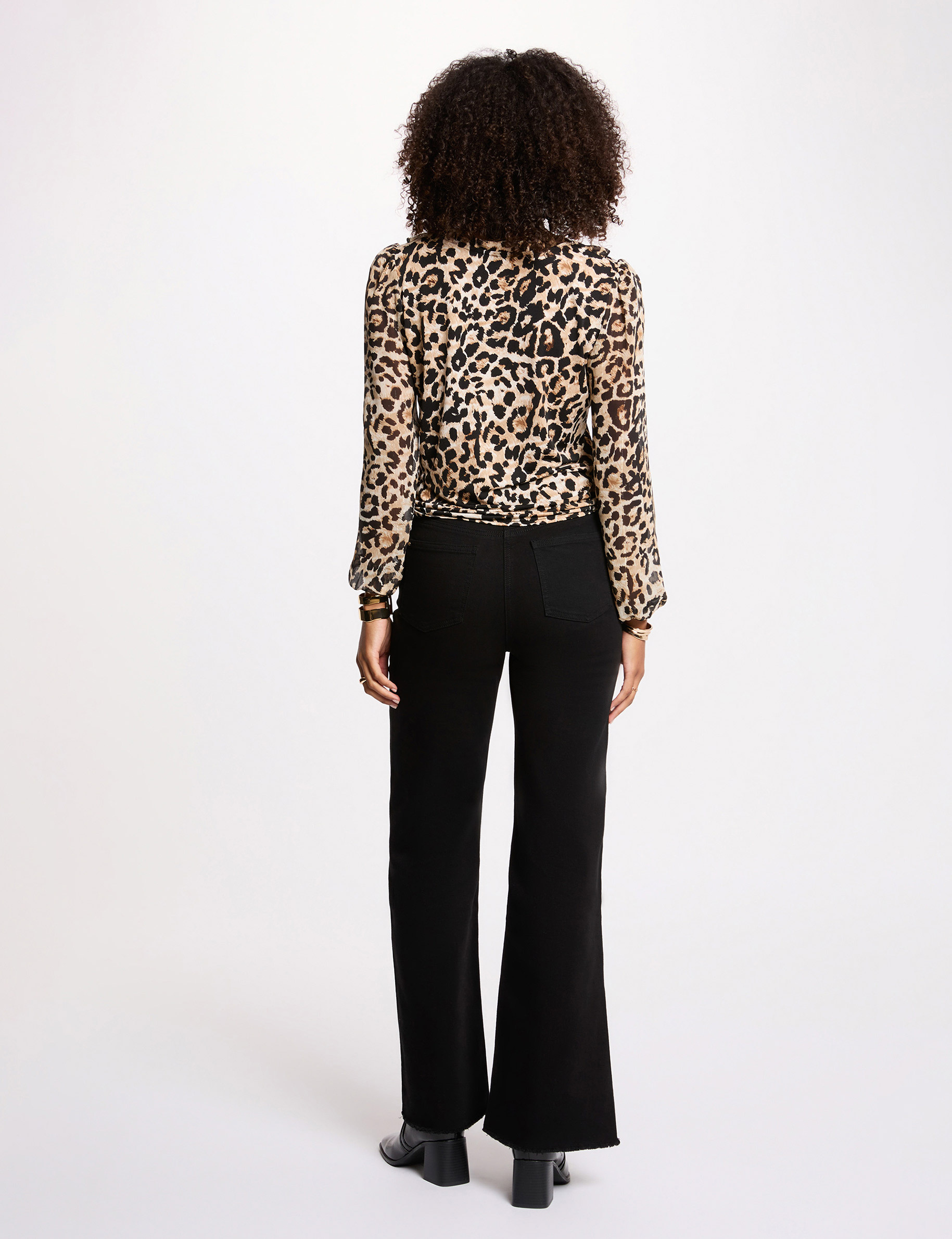 V-hals t-shirt van voile meerkleurig vrouw