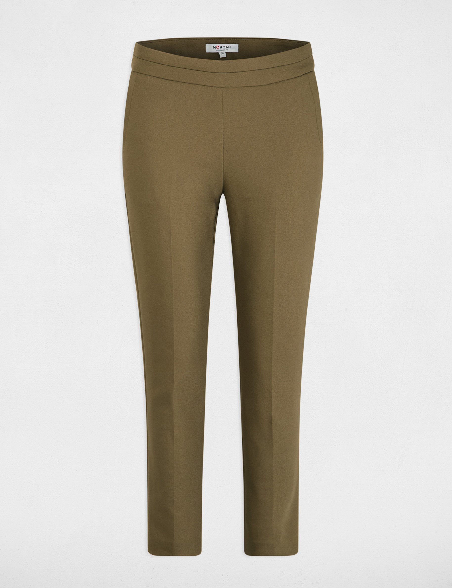 Pantalon cigarette 7/8&egrave;me vert kaki femme