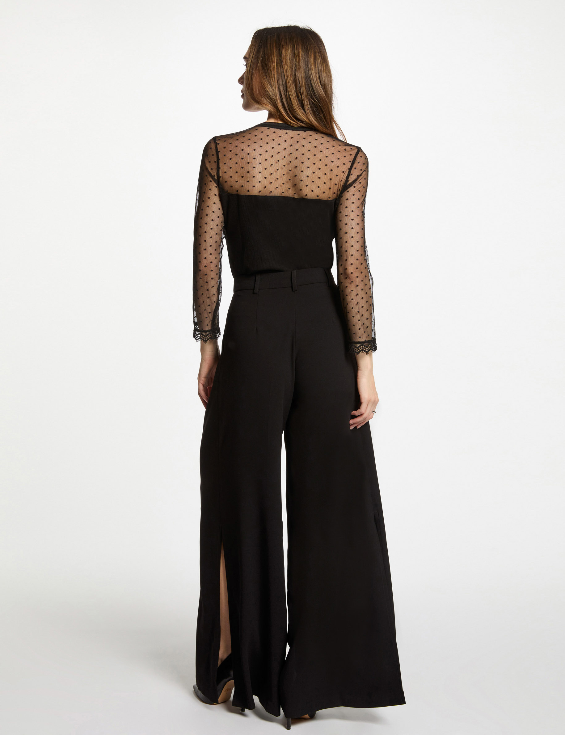 T-shirt manches 3/4 noir femme
