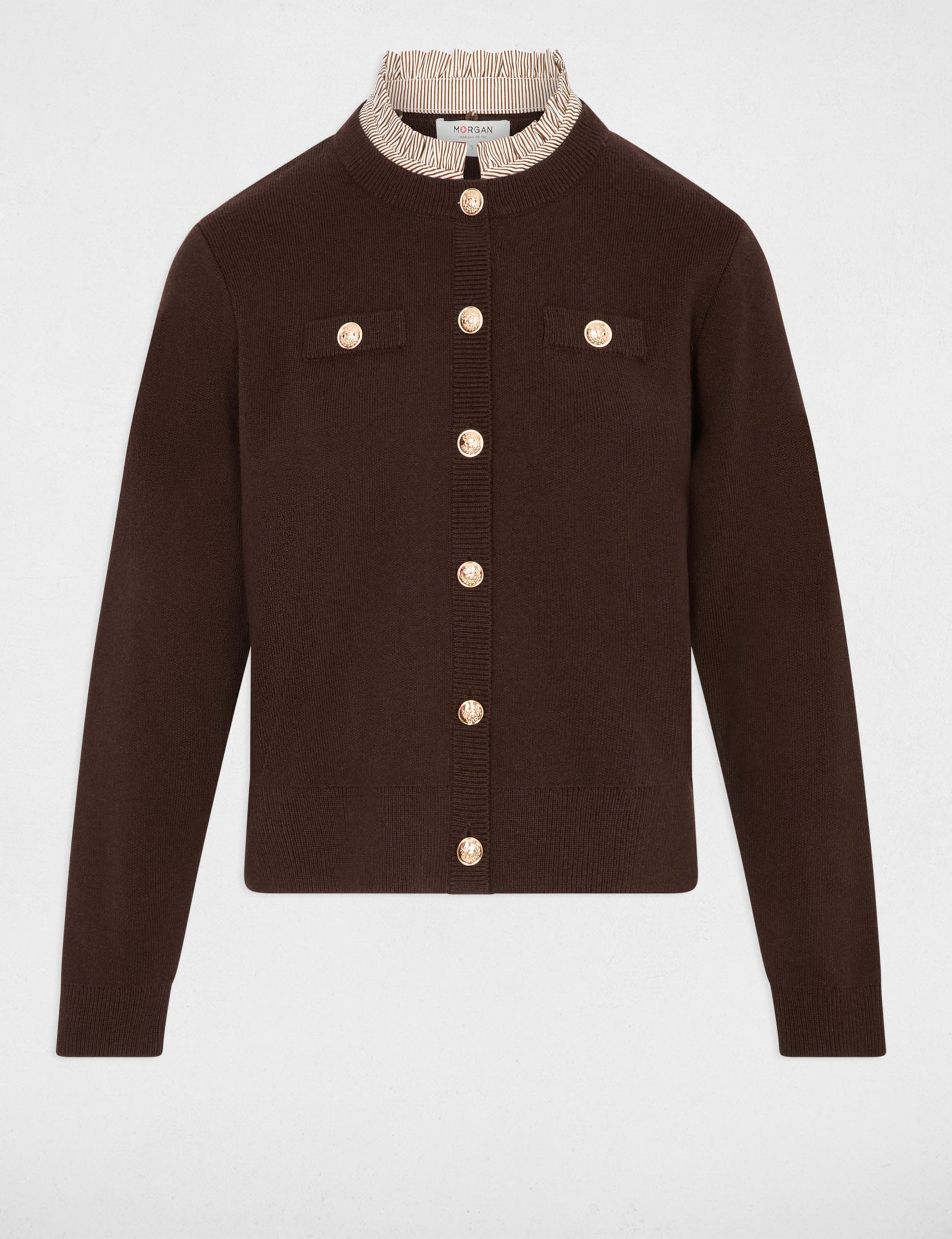 Vest met sierknopen donker bruin vrouw