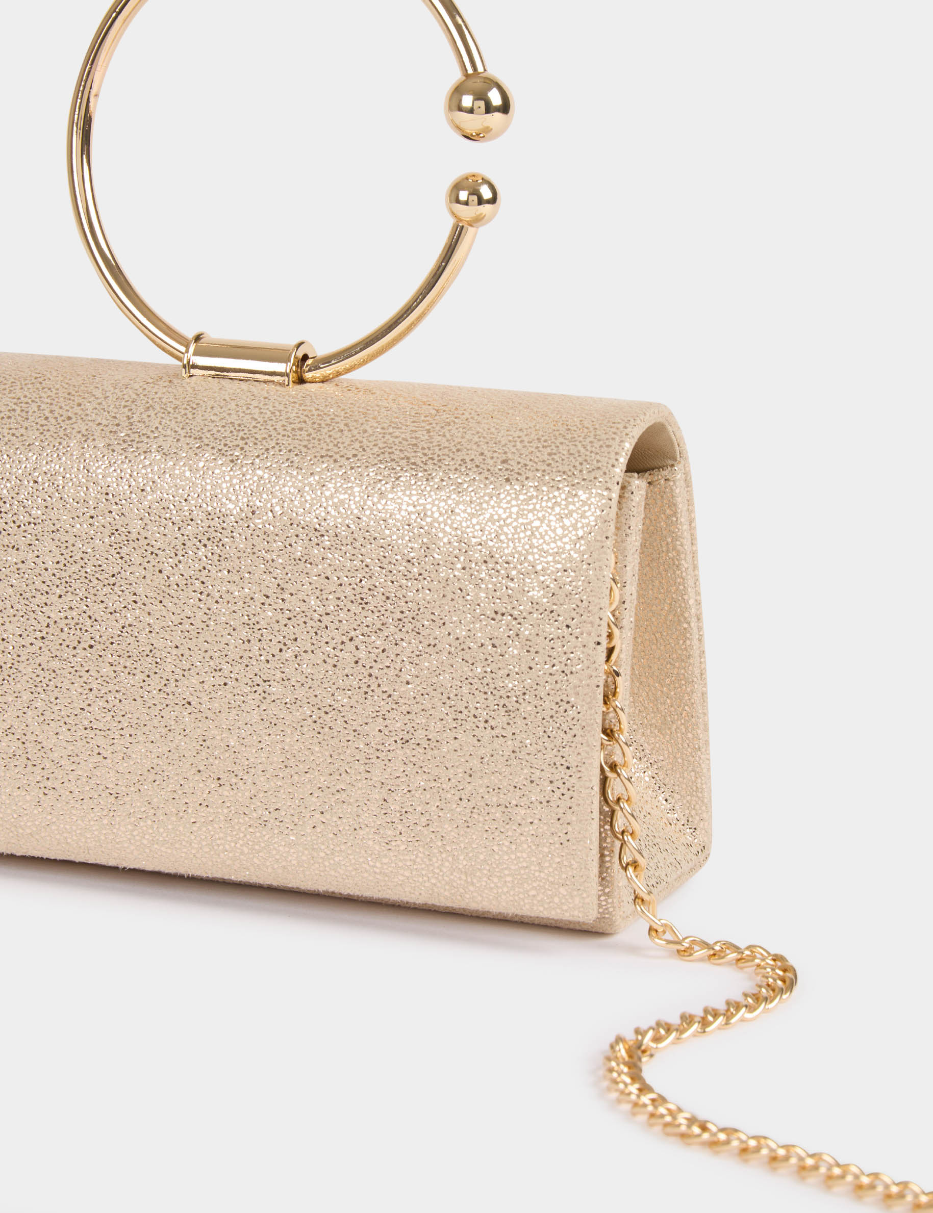 Sac pochette paillettes jaune or femme