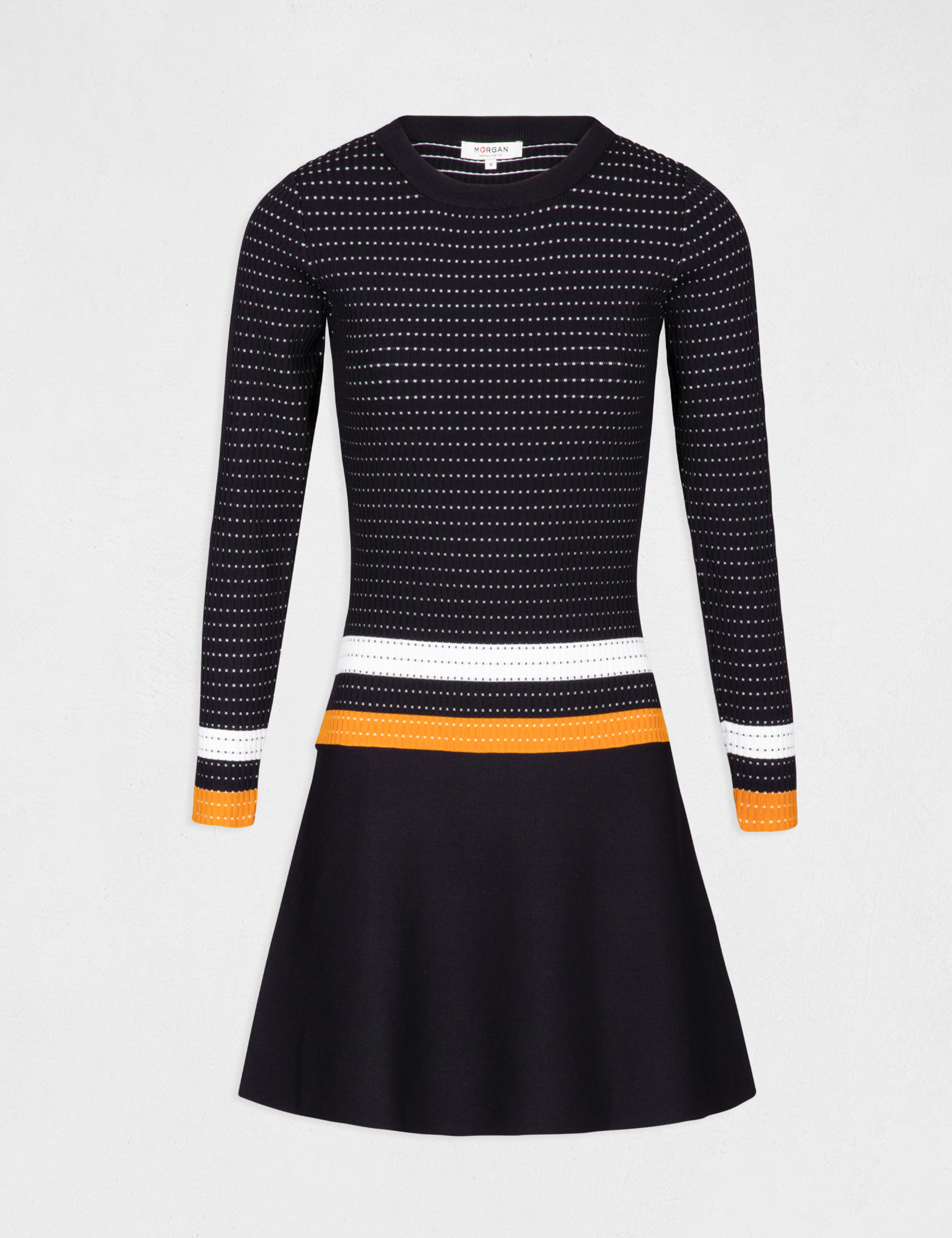 Robe patineuse &agrave; bandes contrastantes marine femme