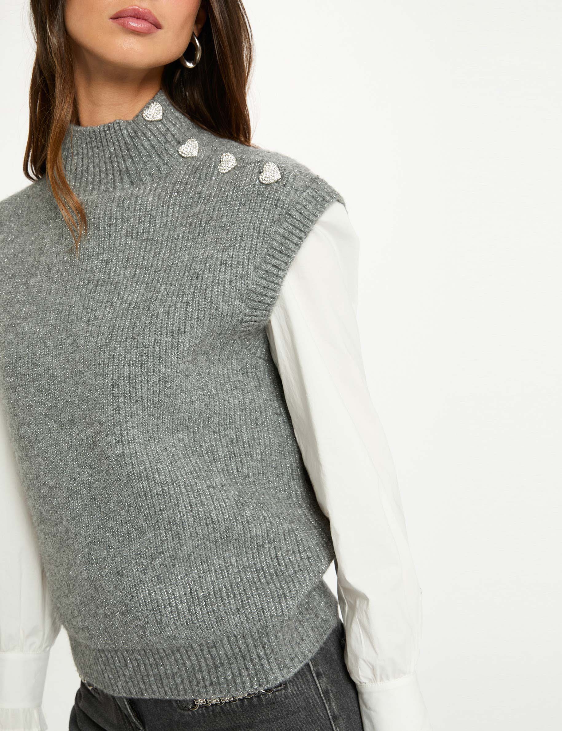 Pull sans manches gris foncé femme