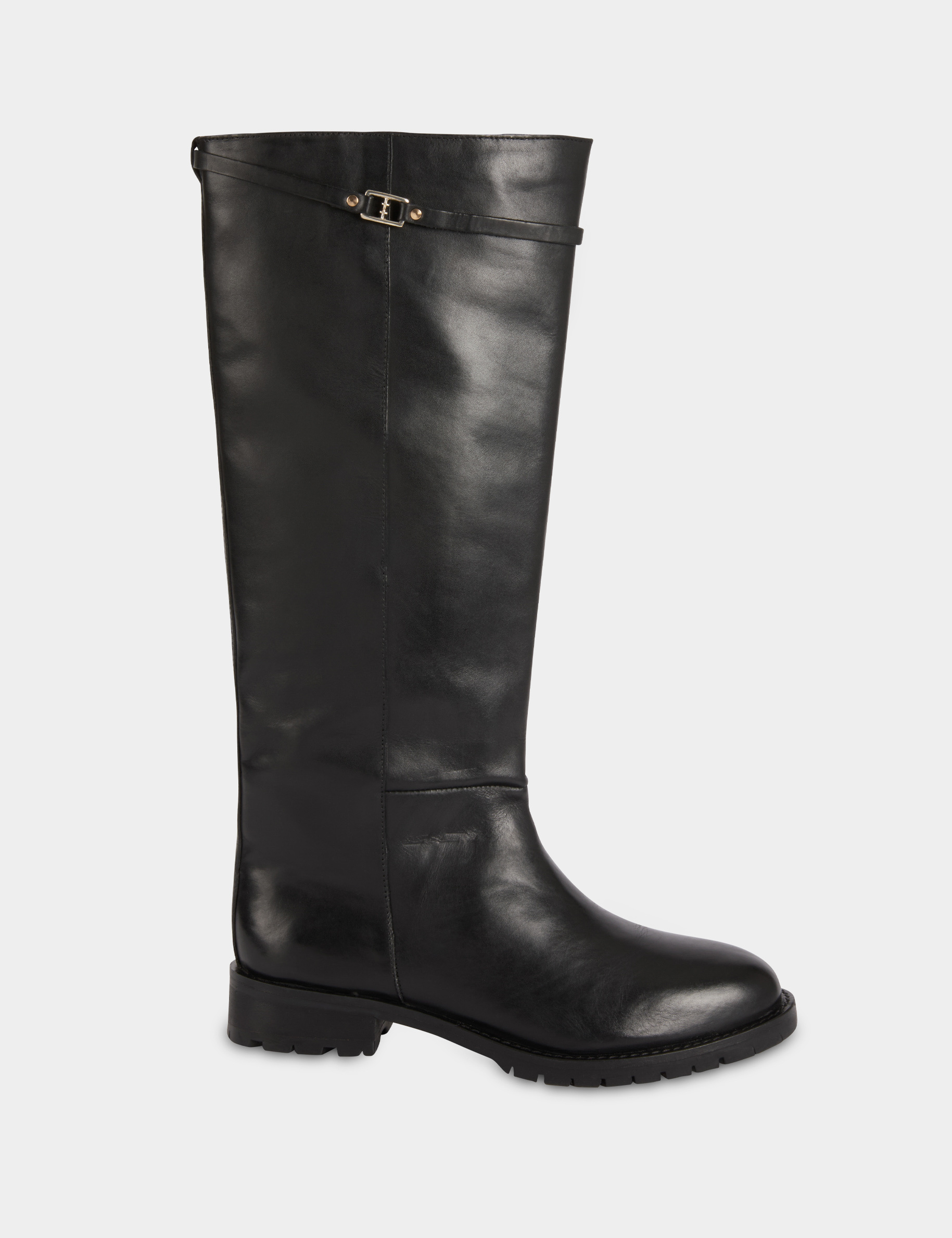 Botte cavali&egrave;re en cuir noir femme