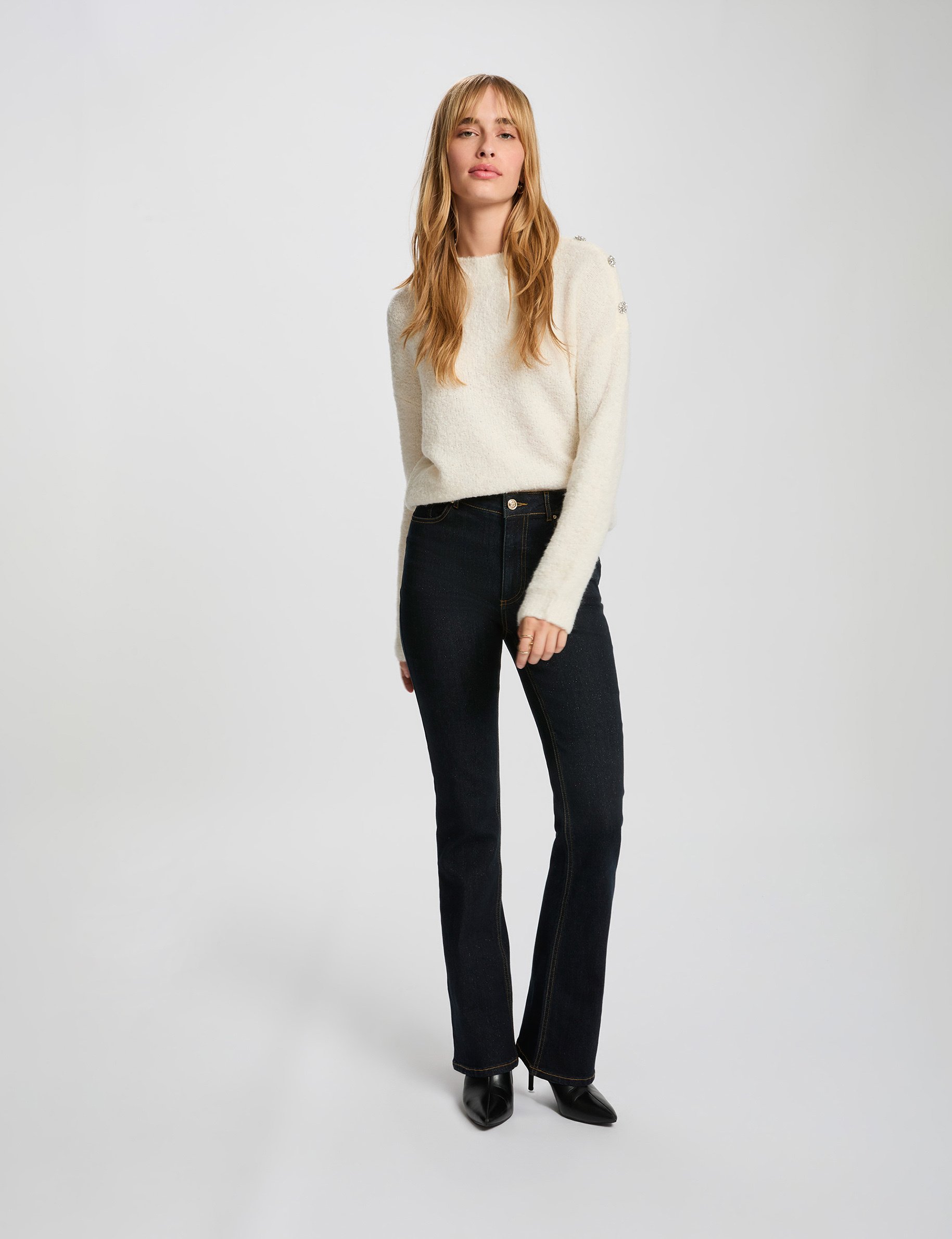jean bootcut taille haute denim brut femme Jean bootcut taille haute denim brut femme