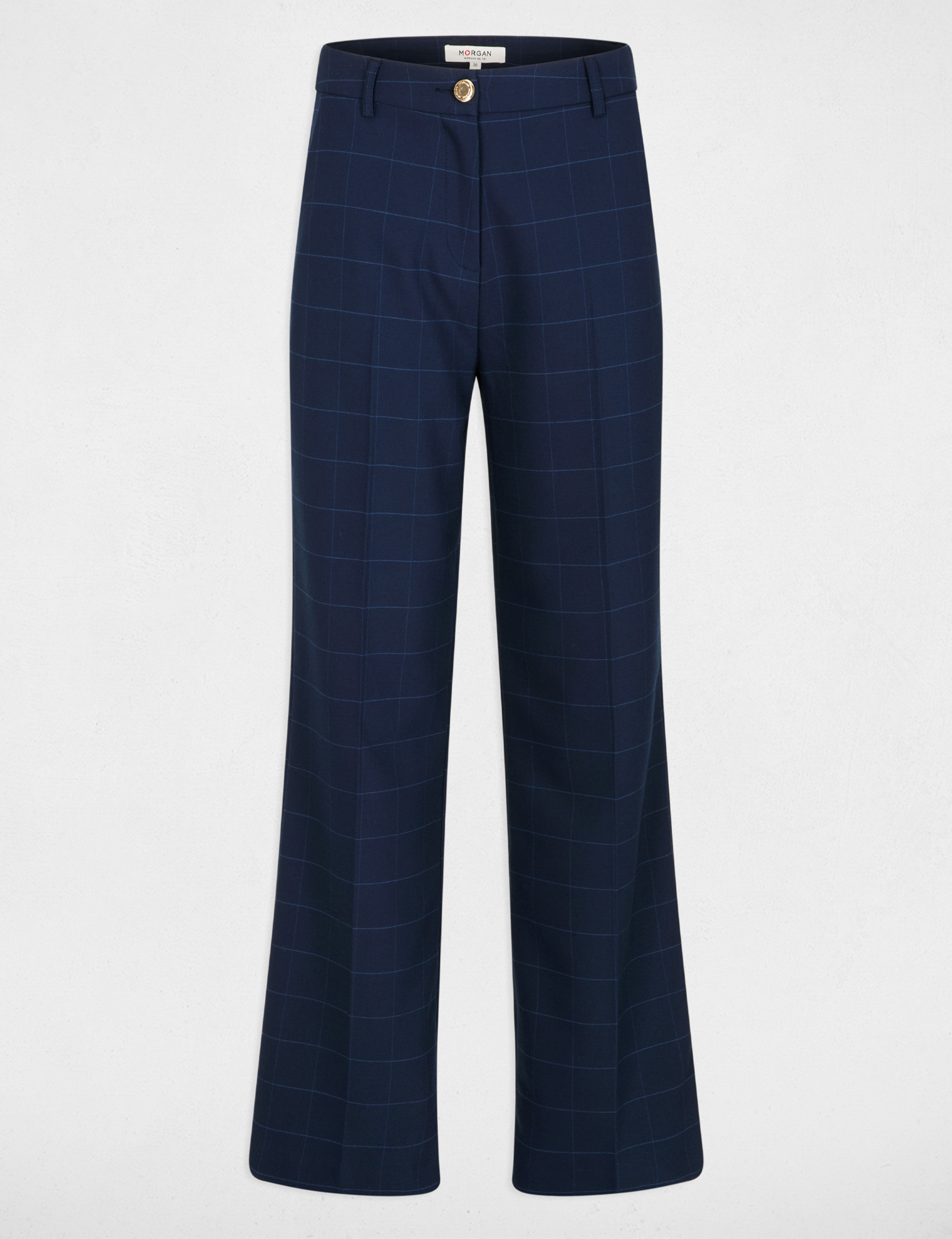 Broek met hoge taille marineblauw vrouw