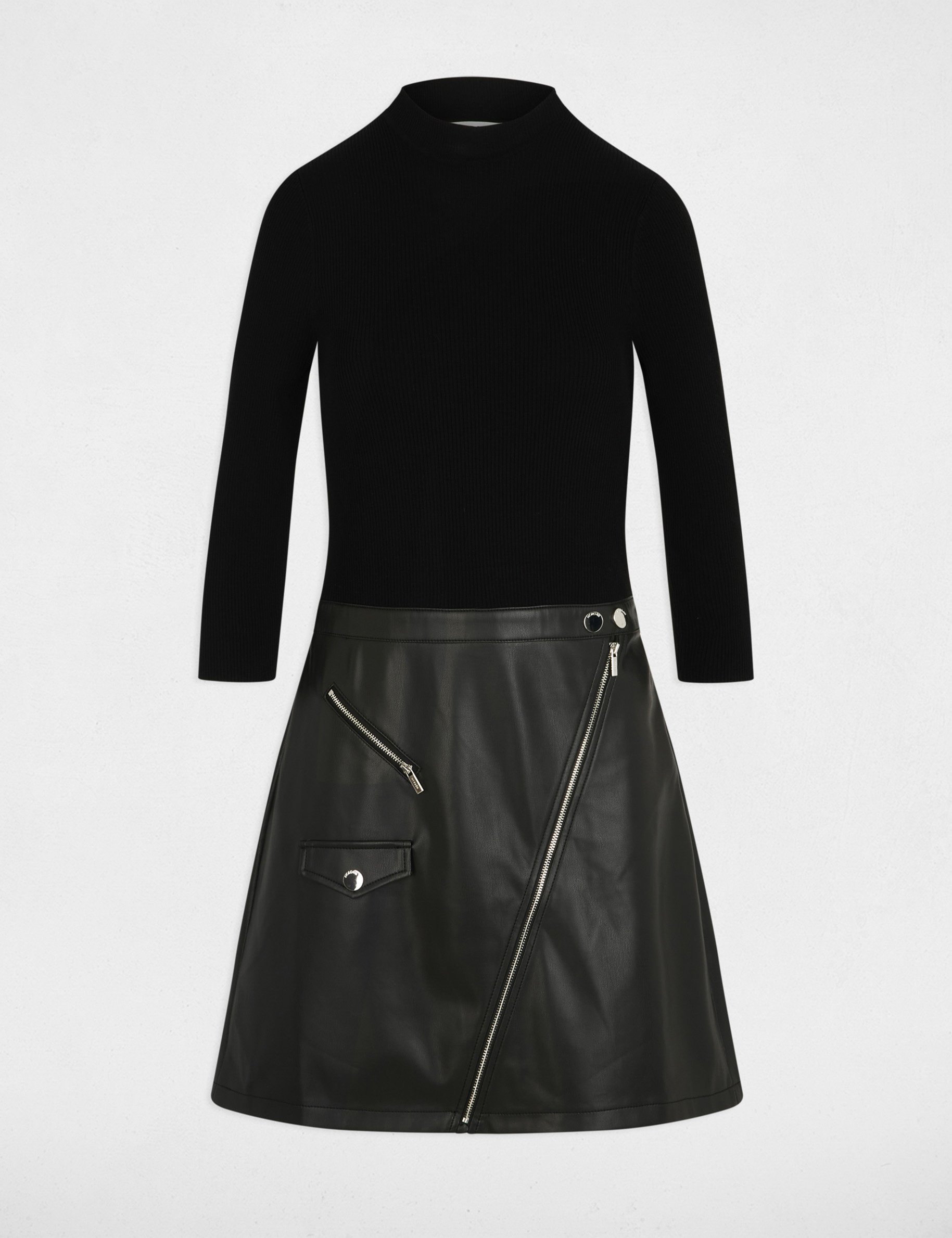 Robe courte ajustée noir femme