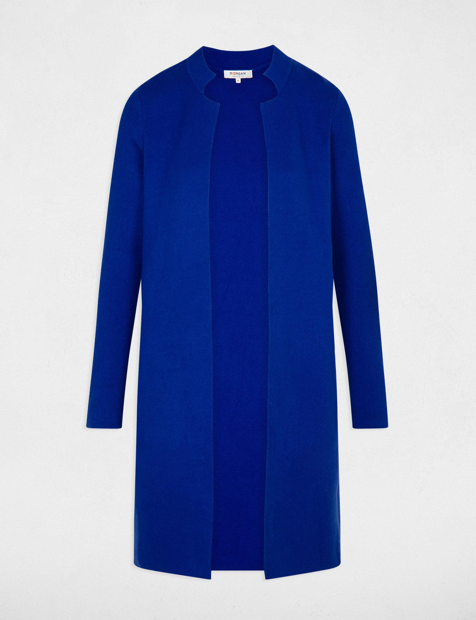 Recht jasje met ingekeepte kraag bleu electrique vrouw