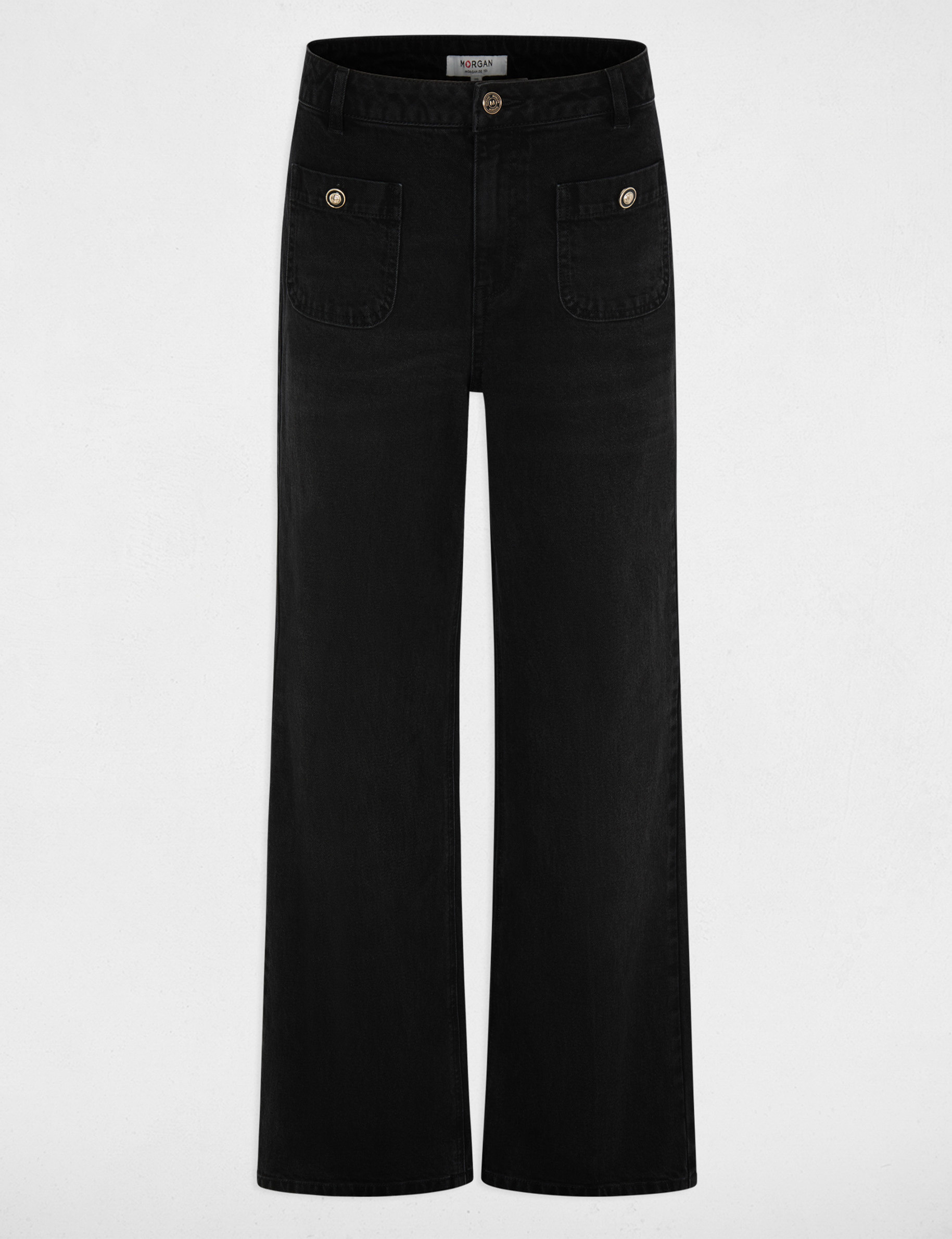 Jean large taille haute denim noir femme