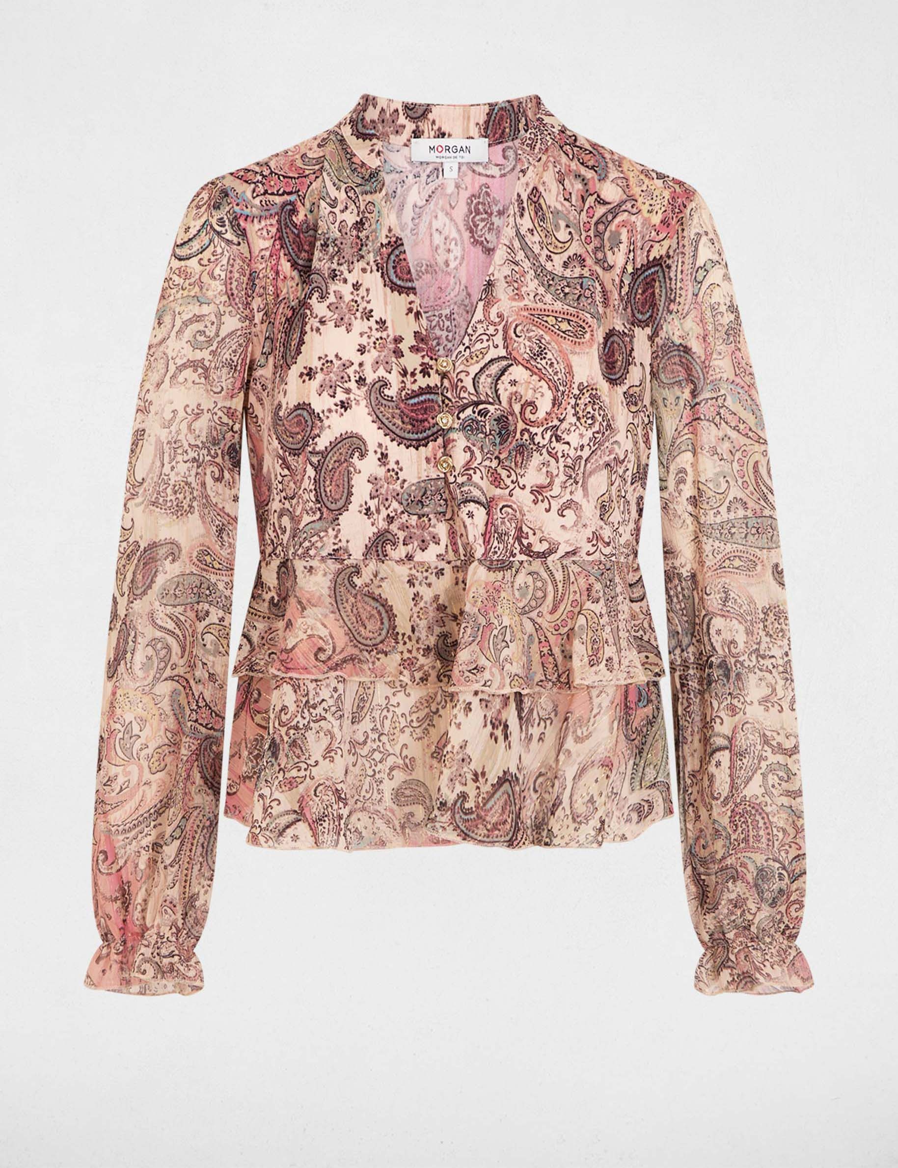 T-shirt voile col v multicolore femme