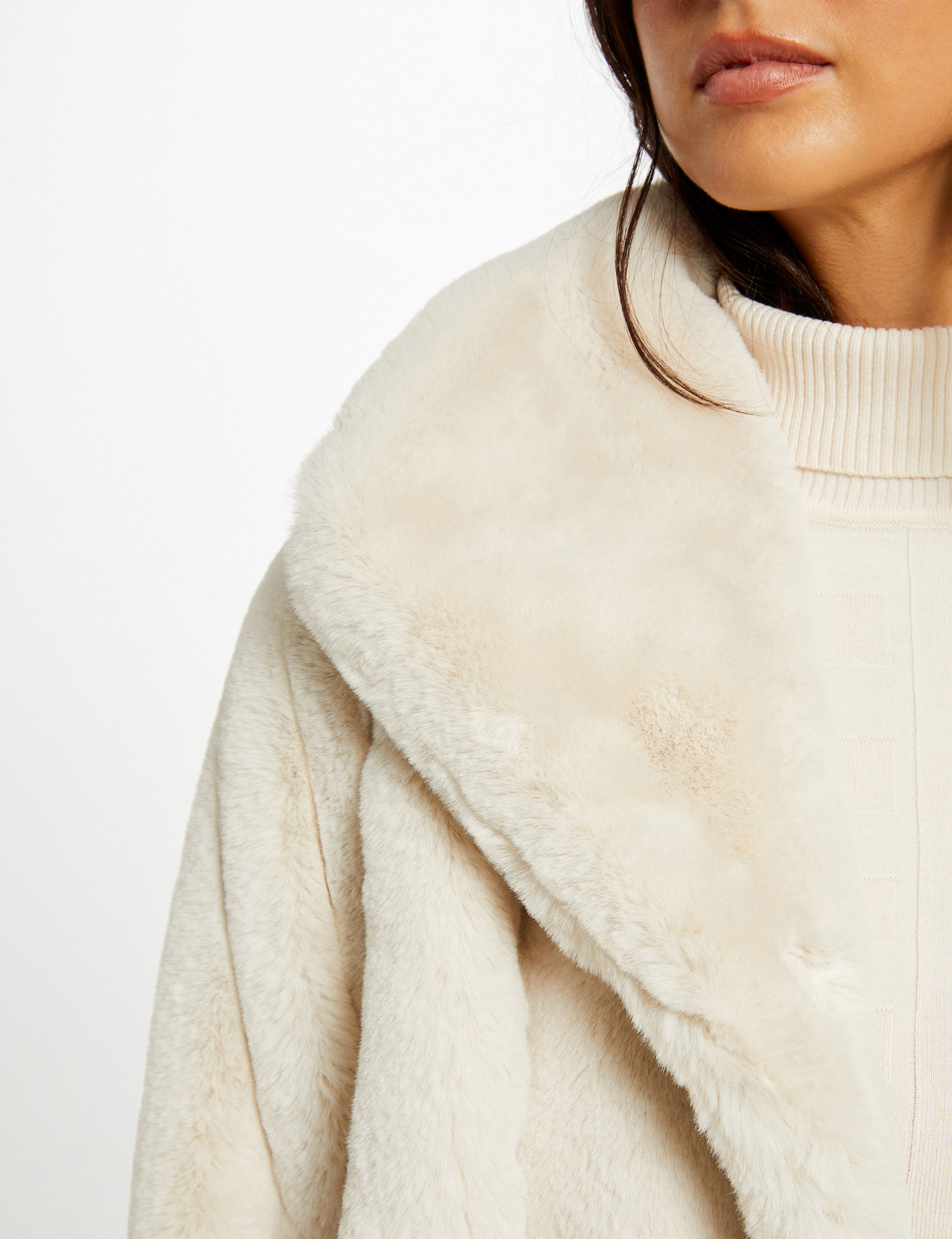 manteau imitation fourrure ivoire femme Manteau imitation fourrure ivoire femme
