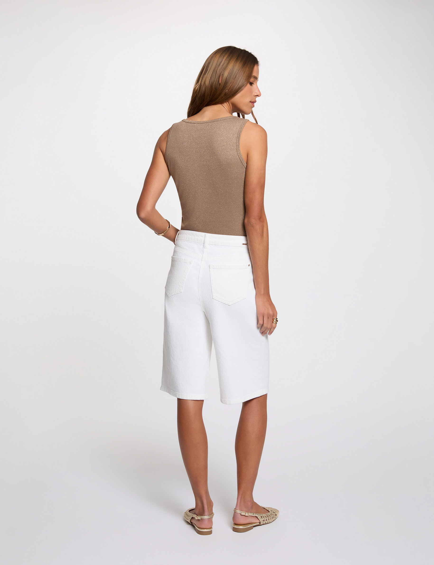 Getailleerd V-hals tanktop taupe vrouw