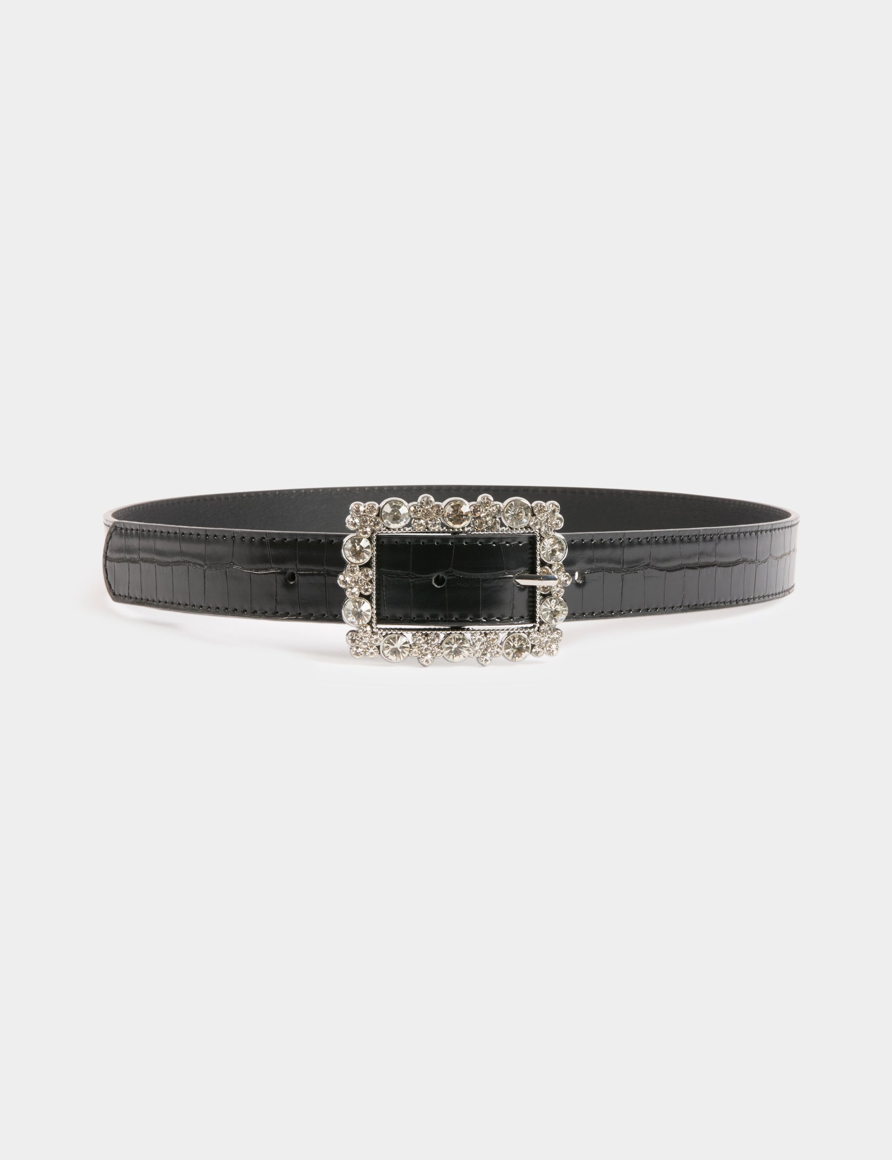 ceinture croco boucle strass noir femme Ceinture croco boucle strass noir femme