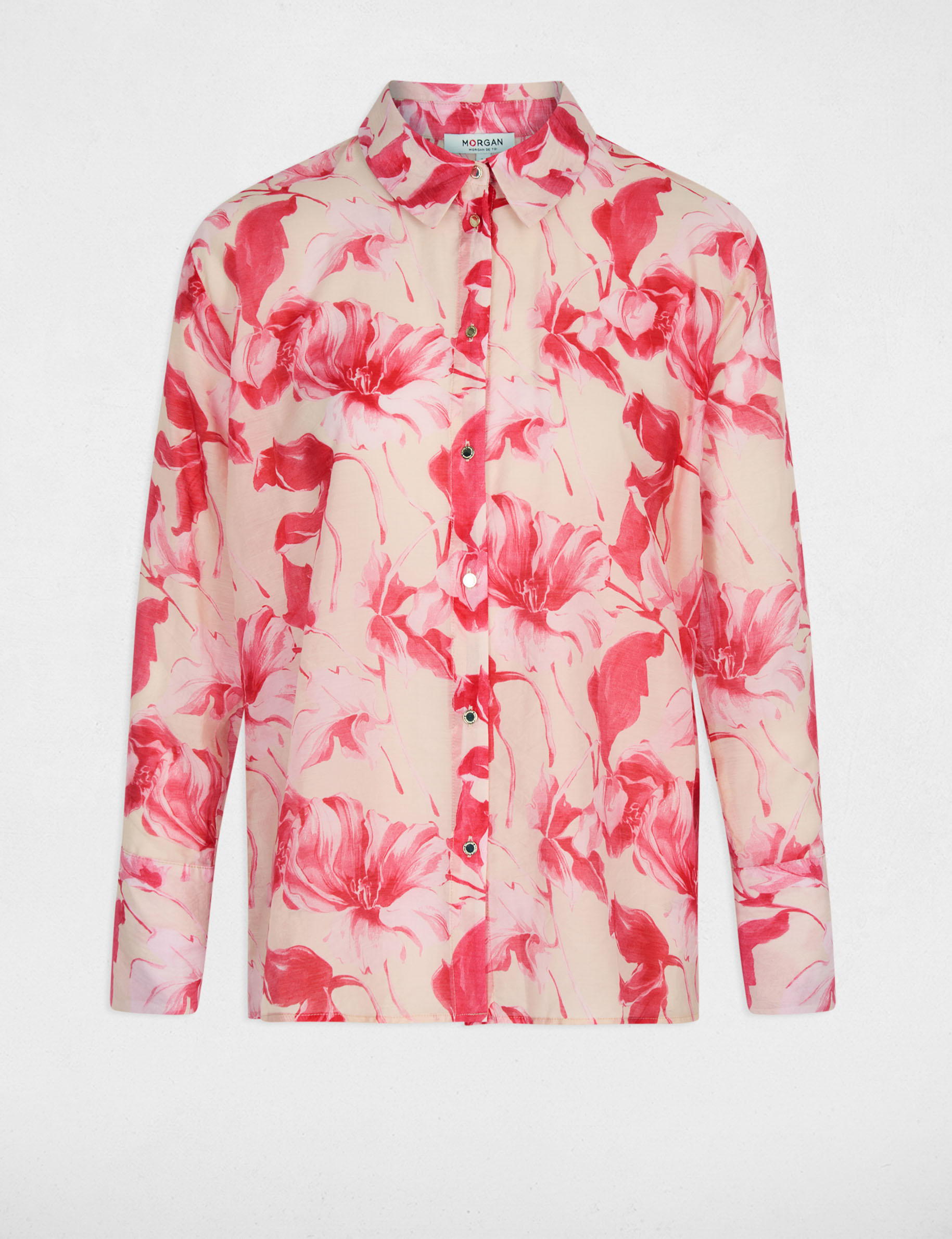 Chemise col &agrave; revers multicolore femme