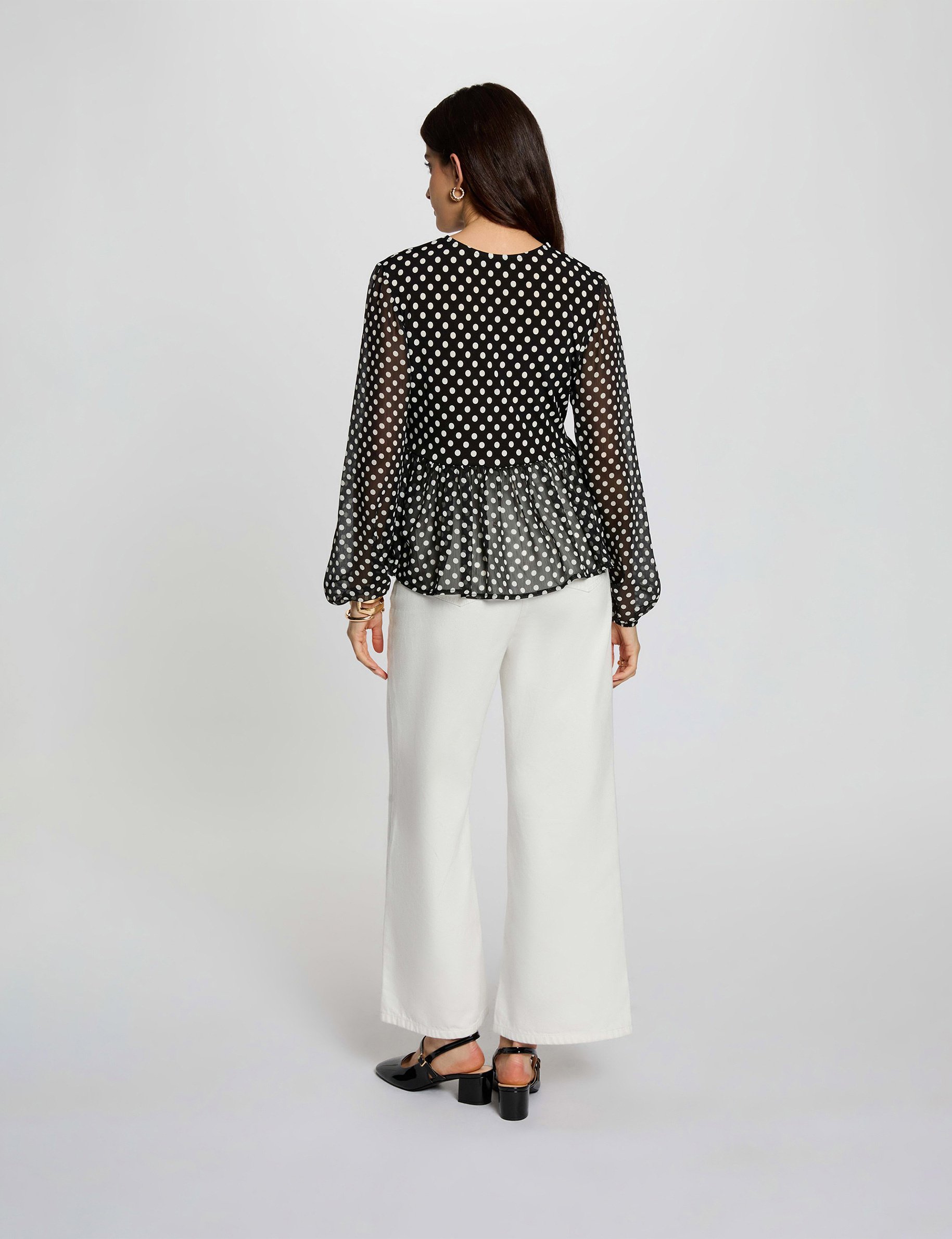 T-shirt voile col rond noir femme