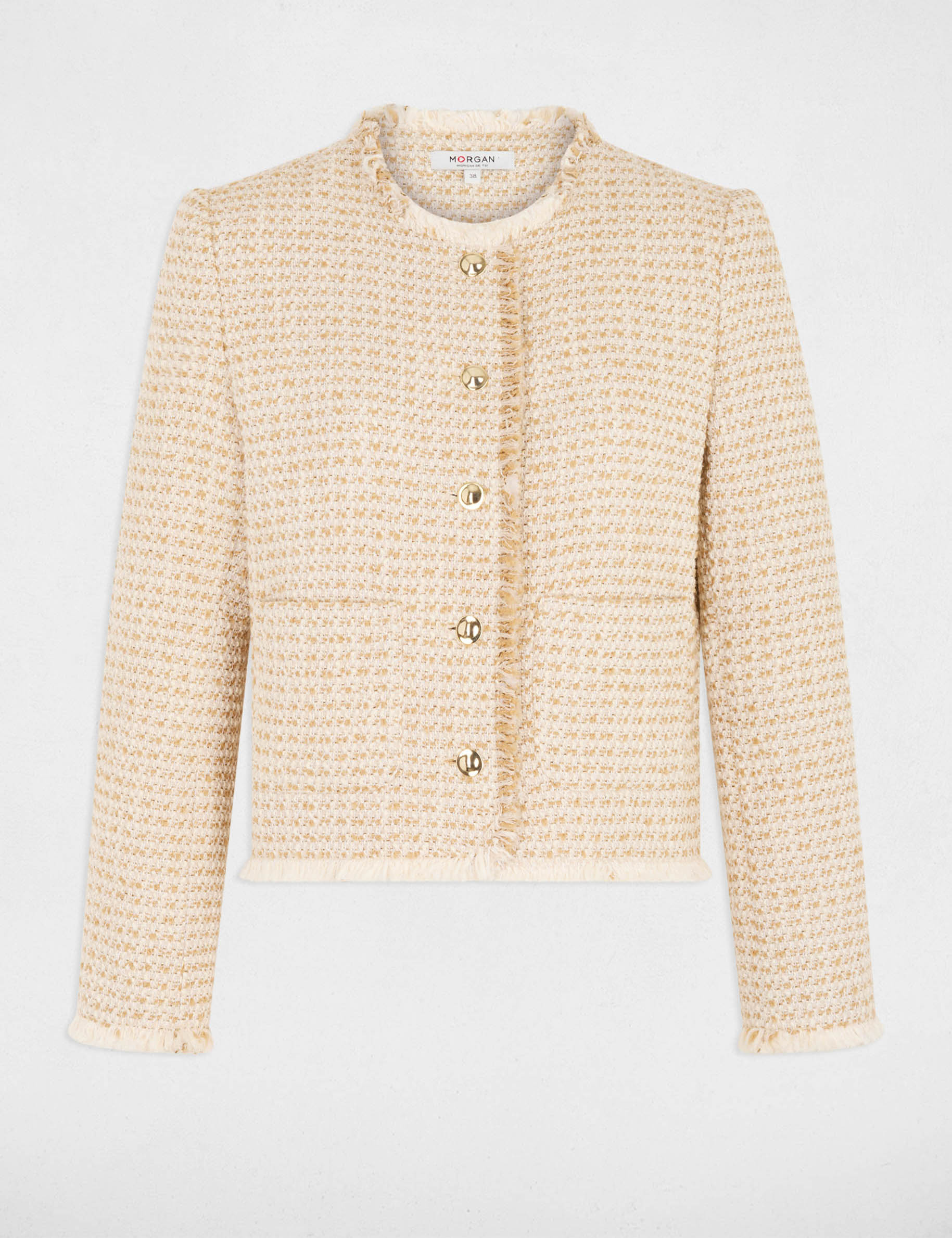 Cropped tweed jasje meerkleurig vrouw