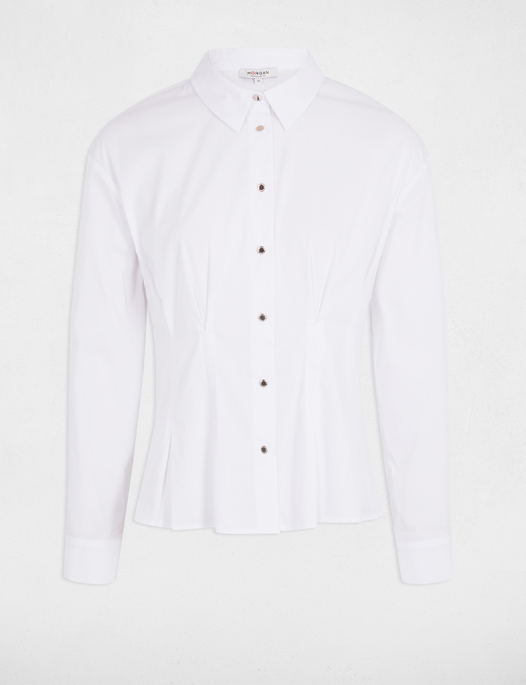 Chemise cintrée col à revers blanc femme