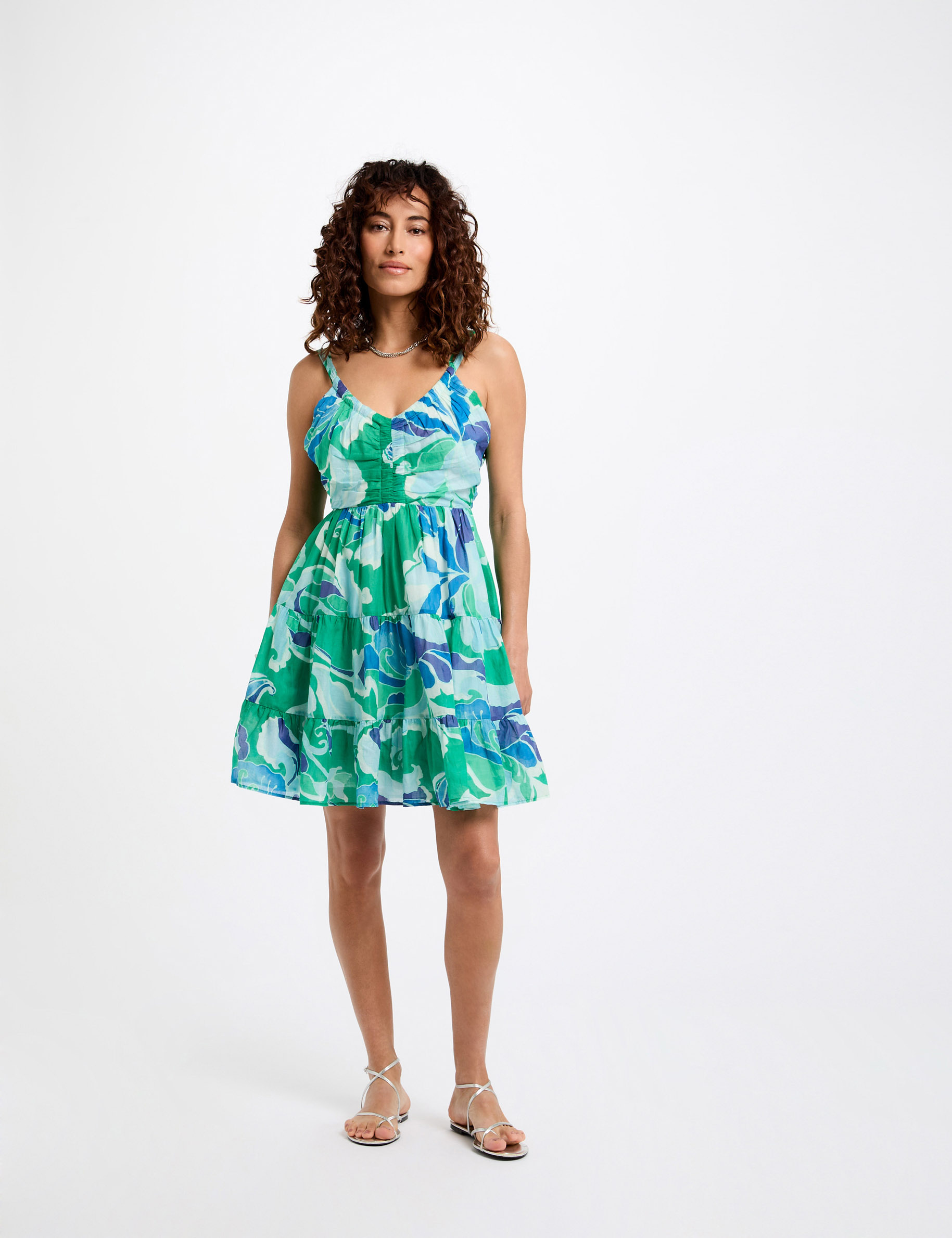 robe courte trapeze imprimee multicolore femme meerkleurig vrouw