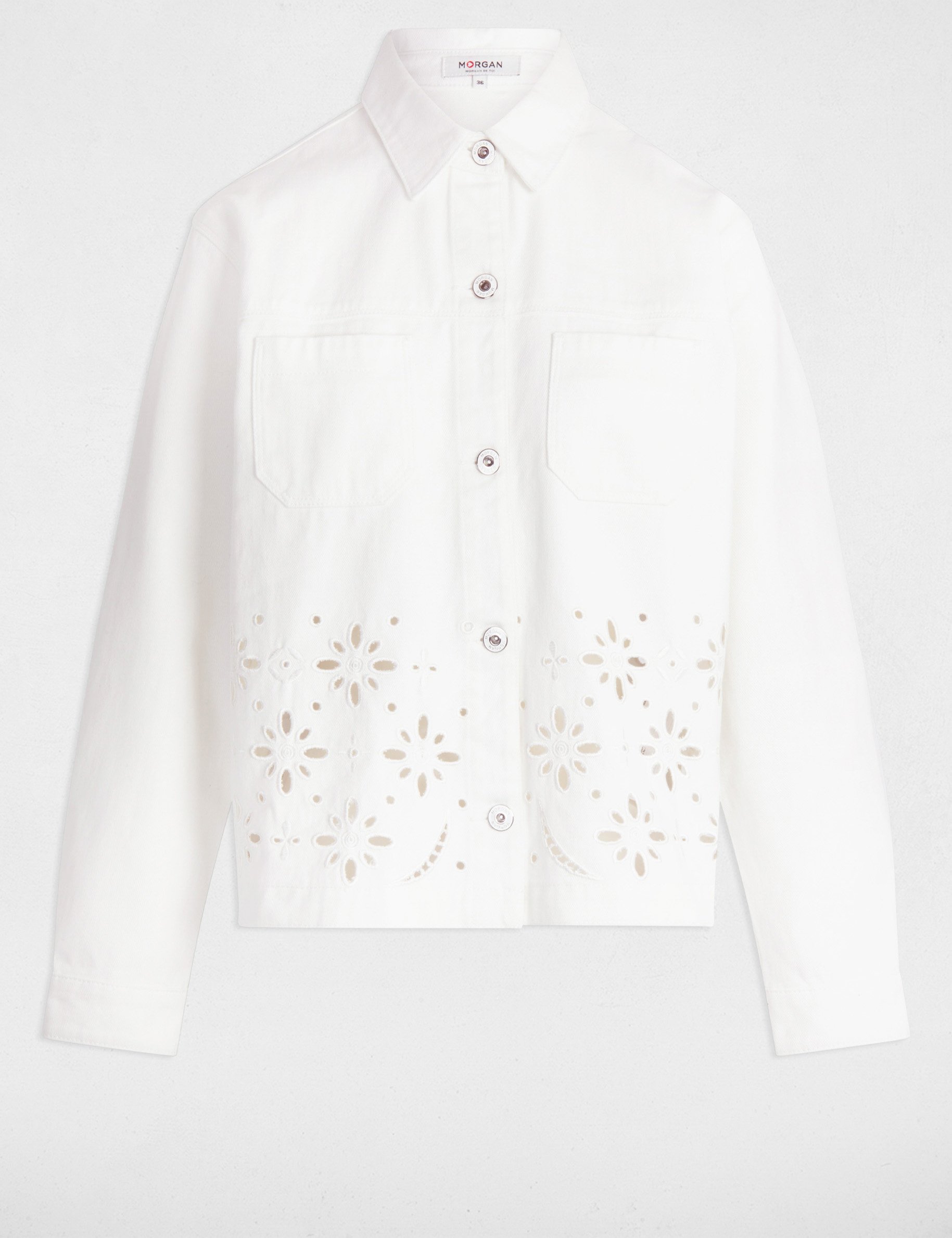 veste en jean brodee blanc femme Veste en jean brodée blanc femme