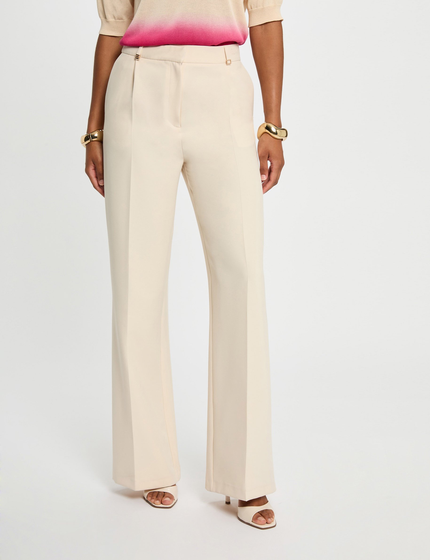 pantalon large a pinces creme femme Pantalon large à pinces creme femme