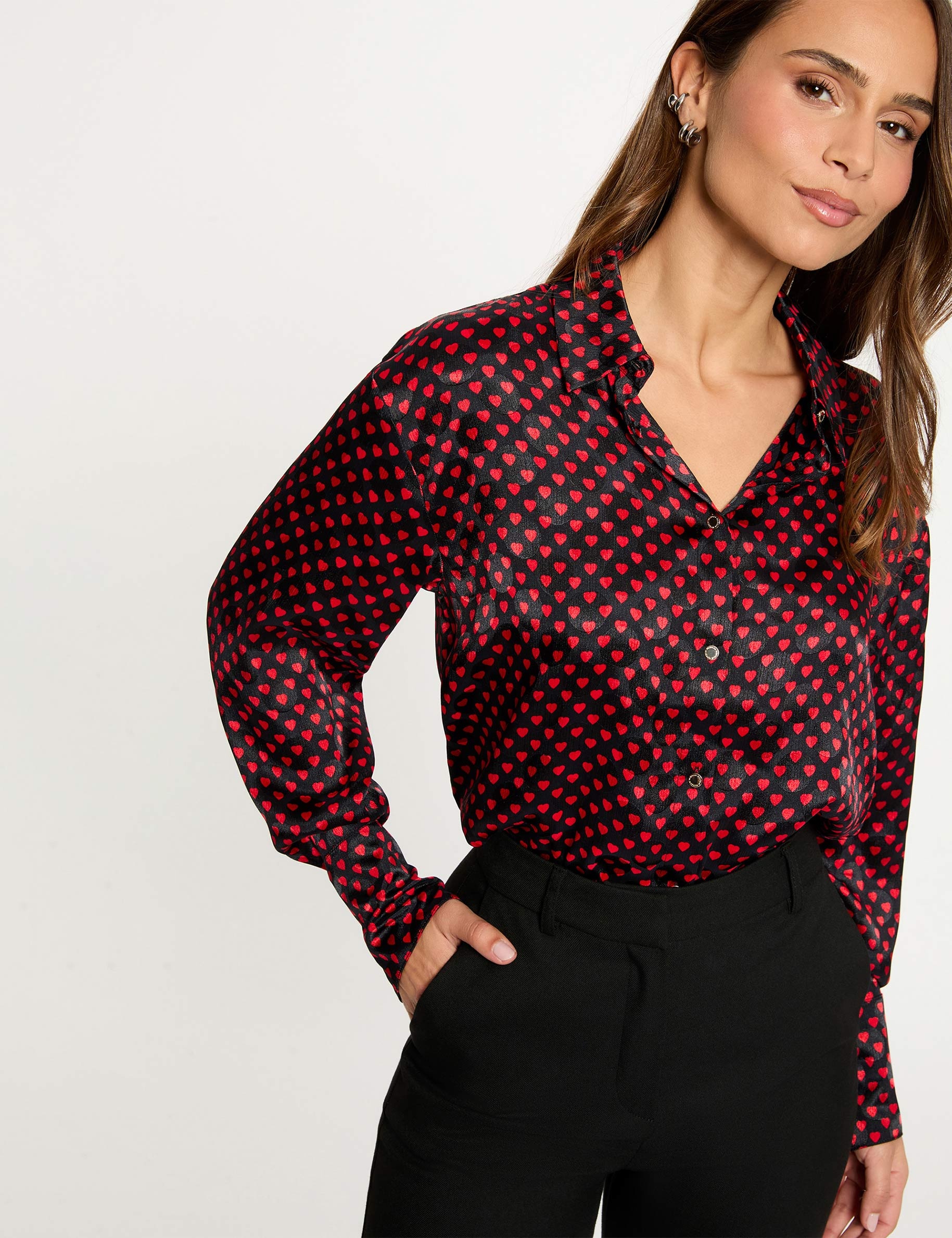 Blouse met lavalli&egrave;rekraag meerkleurig vrouw