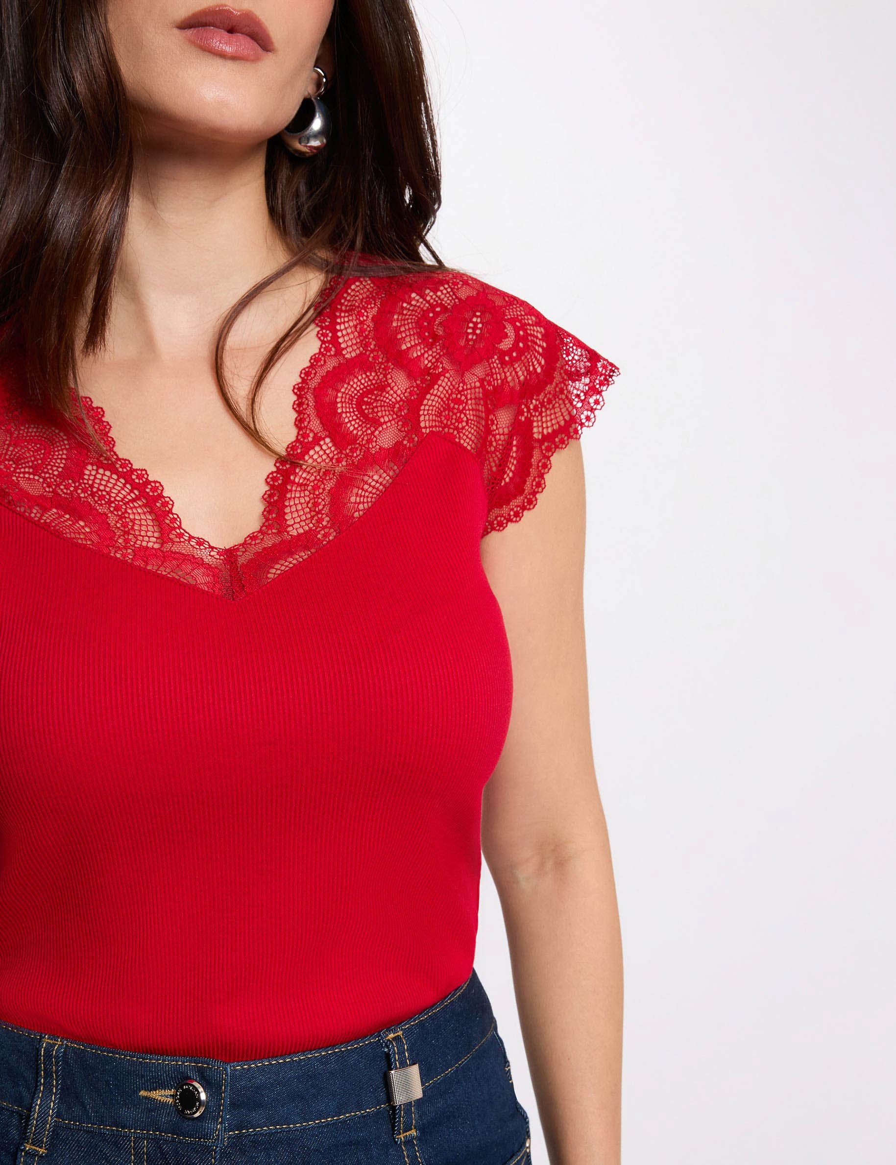 T-shirt met korte mouwen rood vrouw