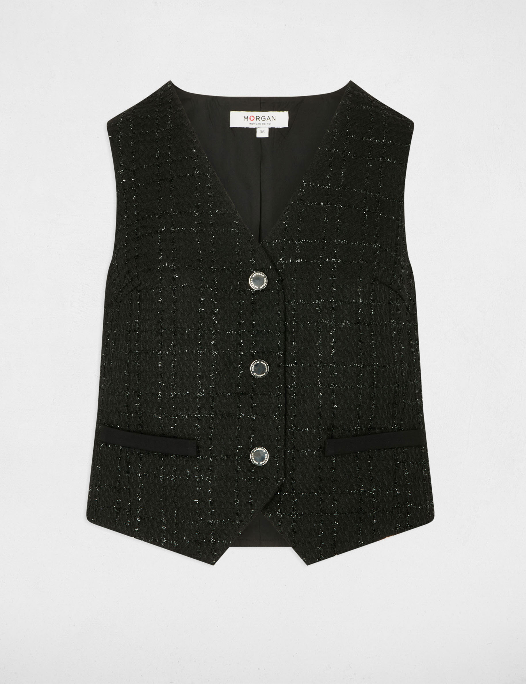 gilet cintre sans manches noir femme Gilet cintré sans manches noir femme