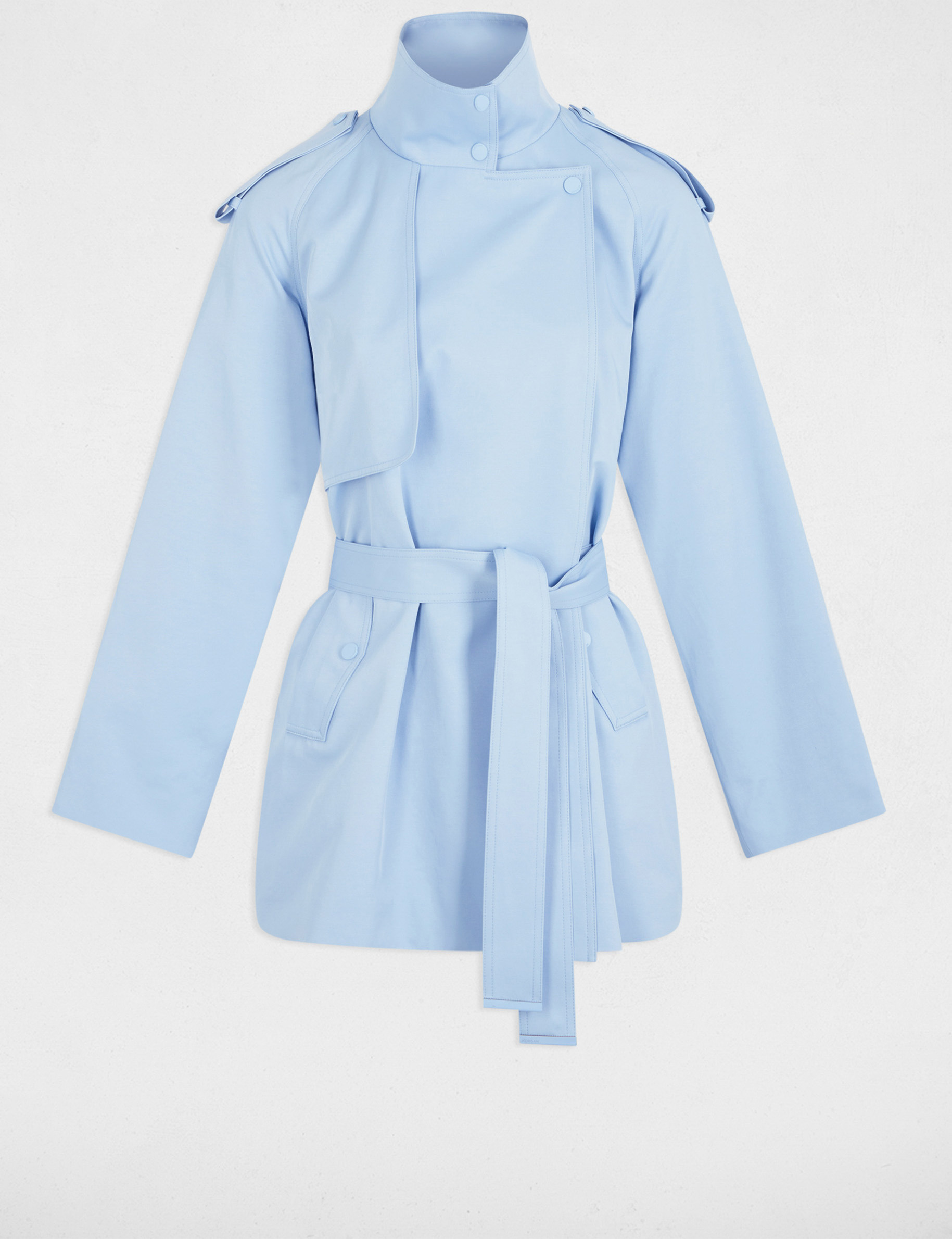 Trench court fluide bleu ciel femme