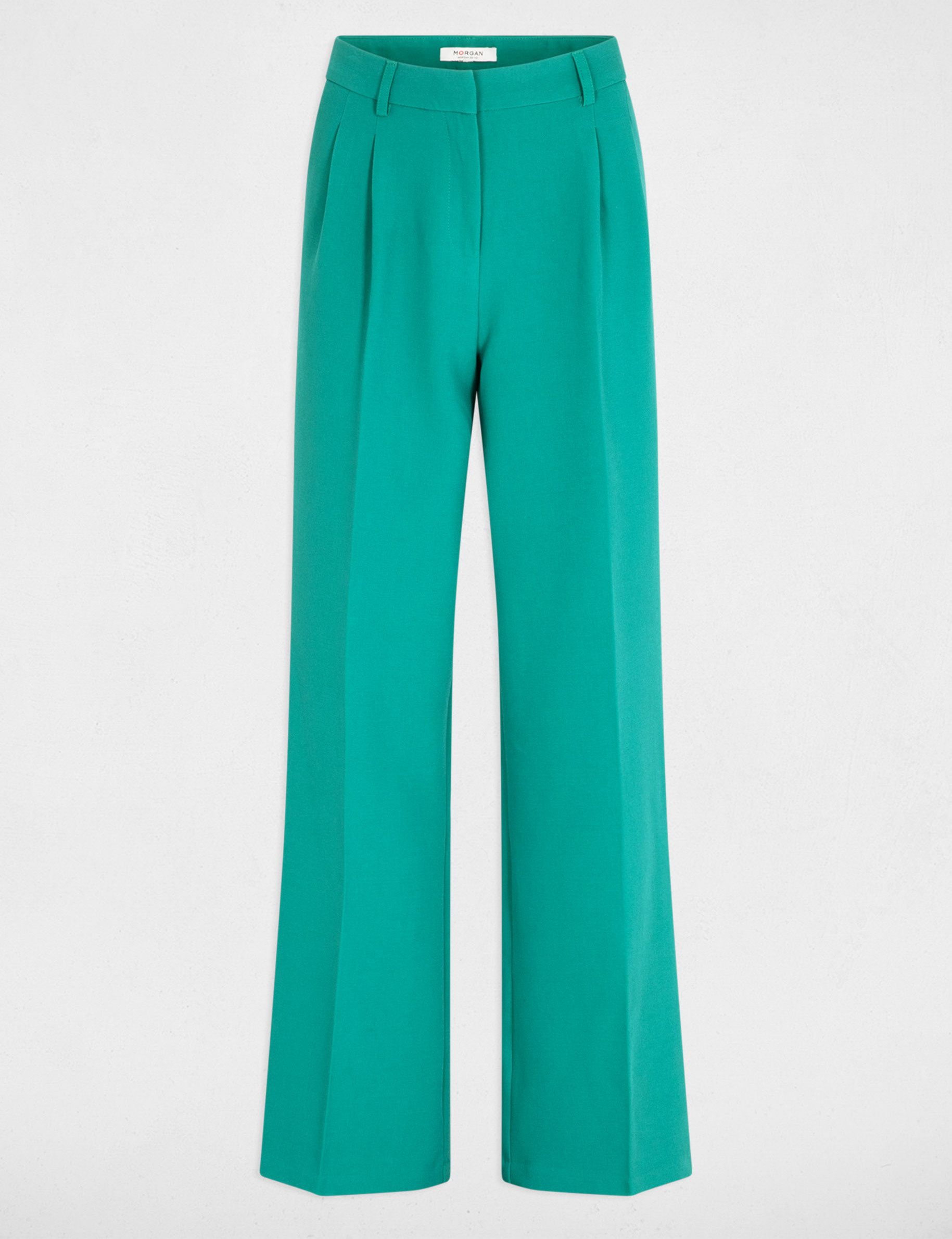 broek met plooien en wijde pijpen medium groen vrouw Broek met plooien en wijde pijpen medium groen vrouw
