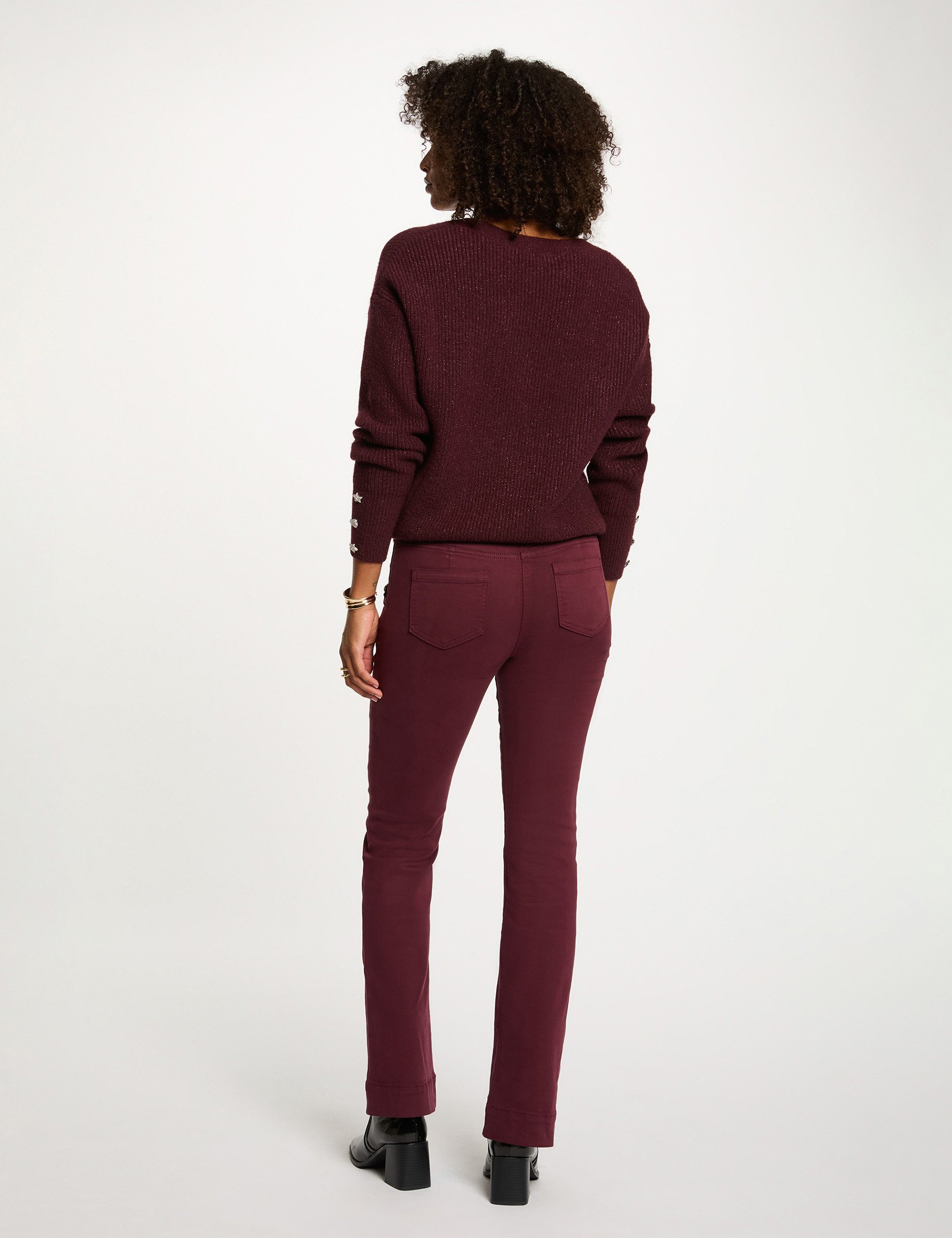 Pantalon bootcut prune femme