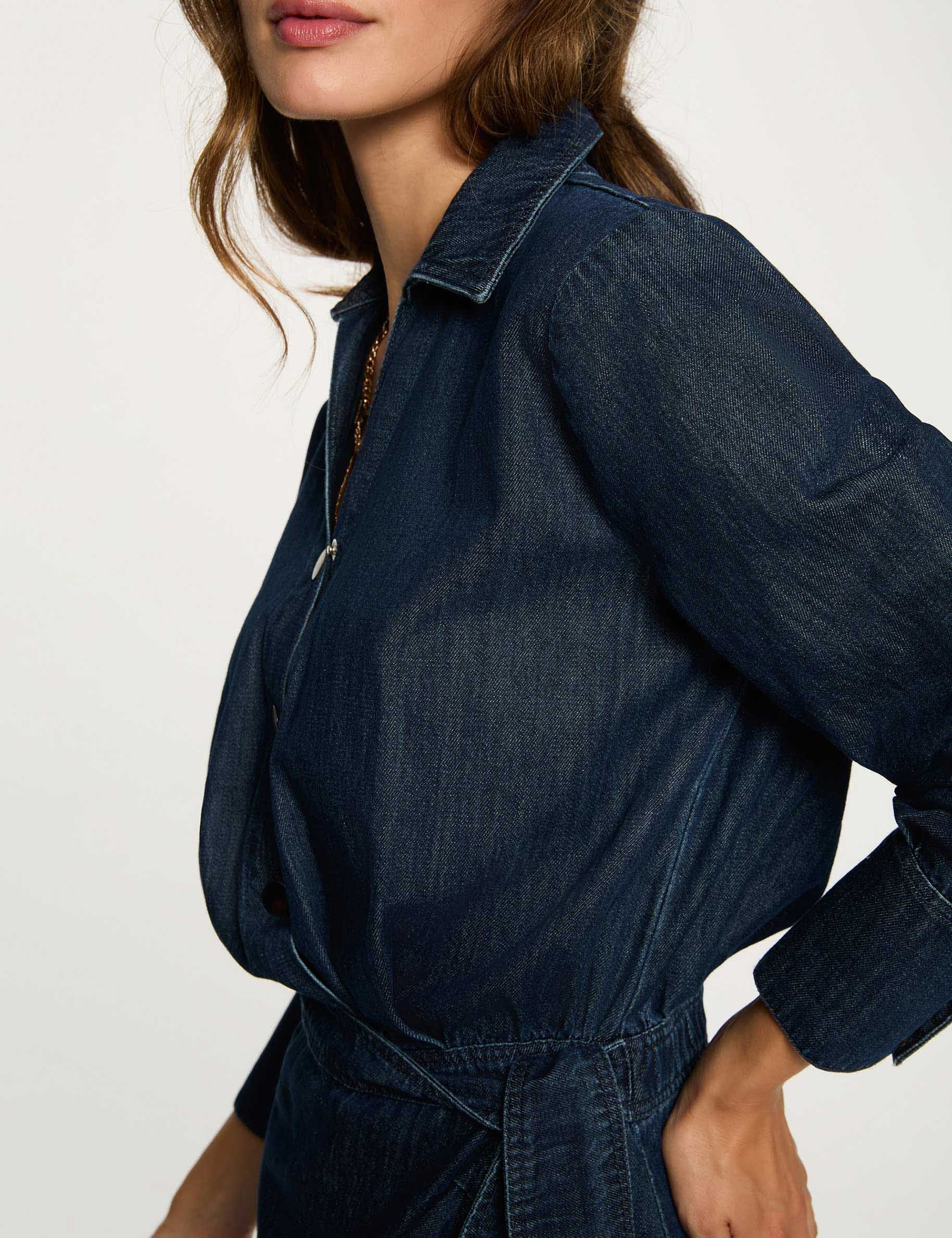 Robe courte portefeuille denim brut femme