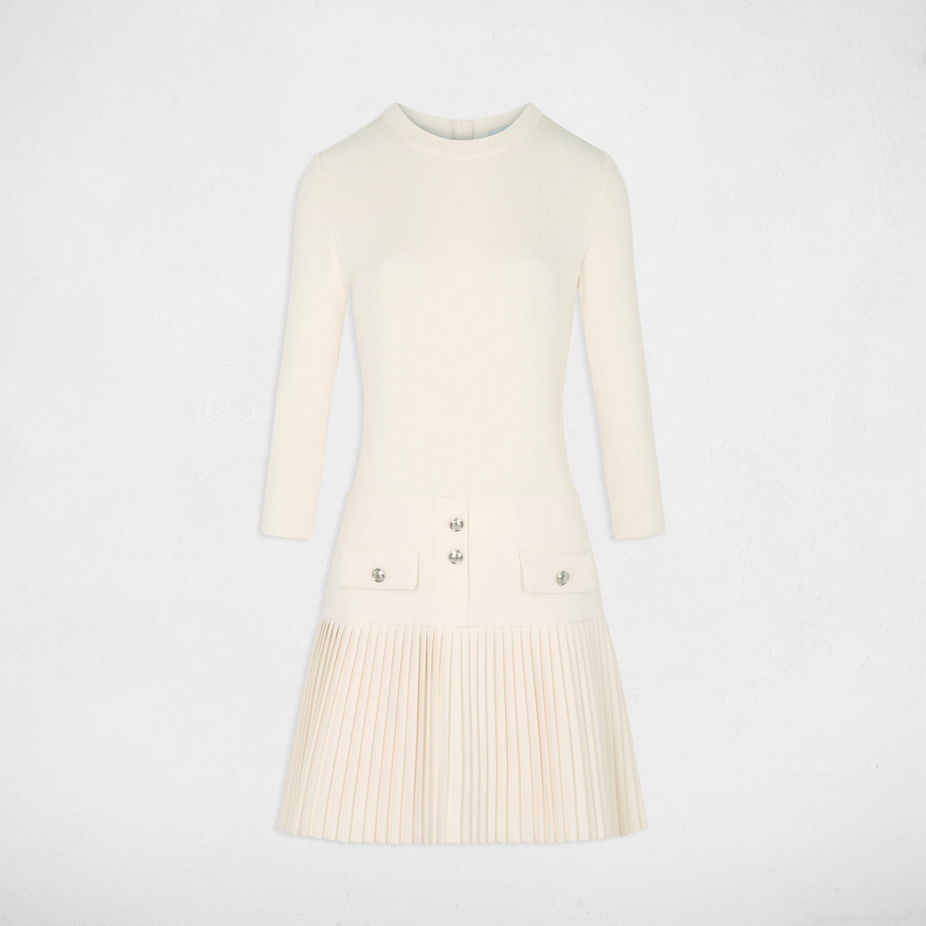 Robe pliss&eacute;e 2-en-1 ivoire femme