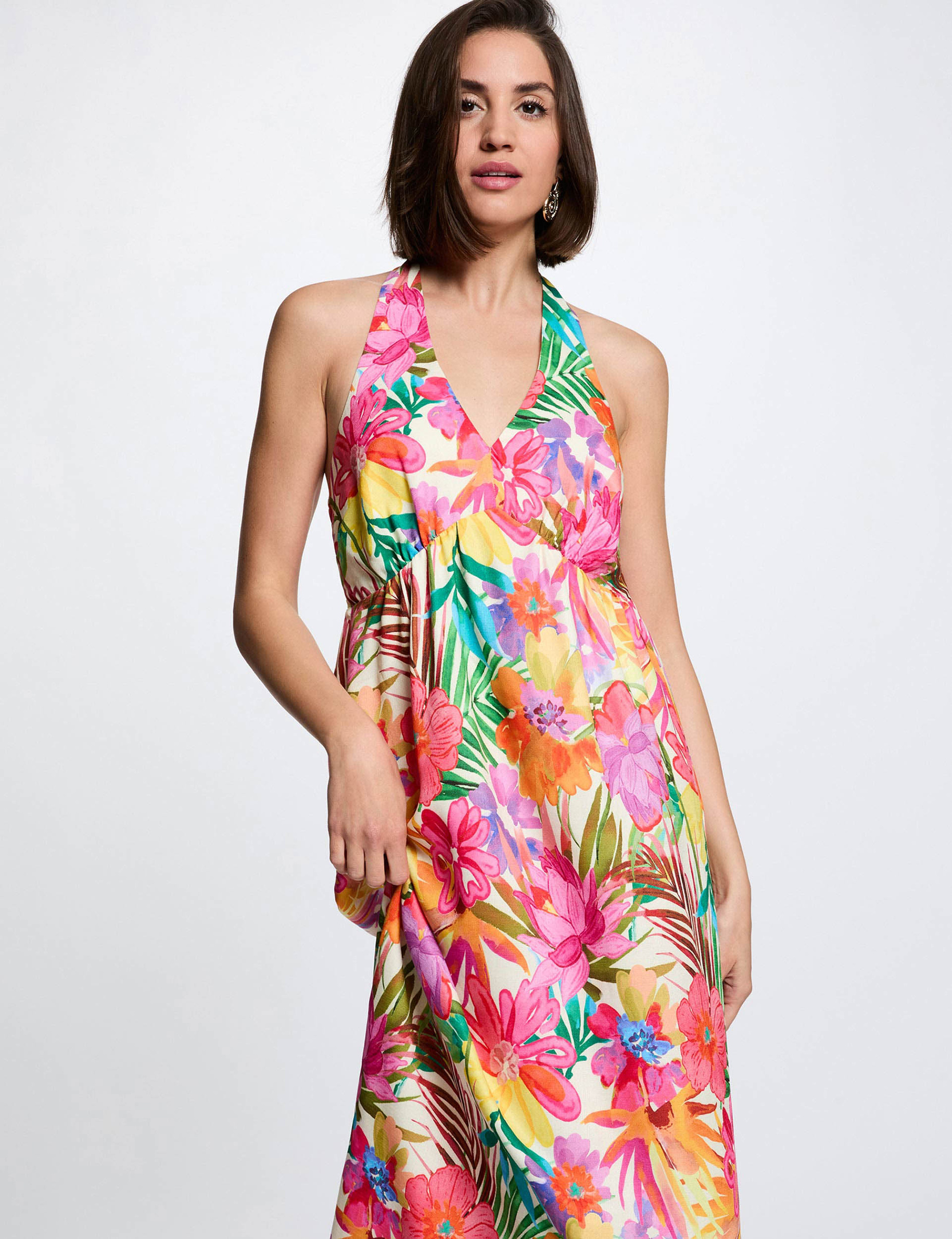 Robe fluide &agrave; motifs multicolore femme