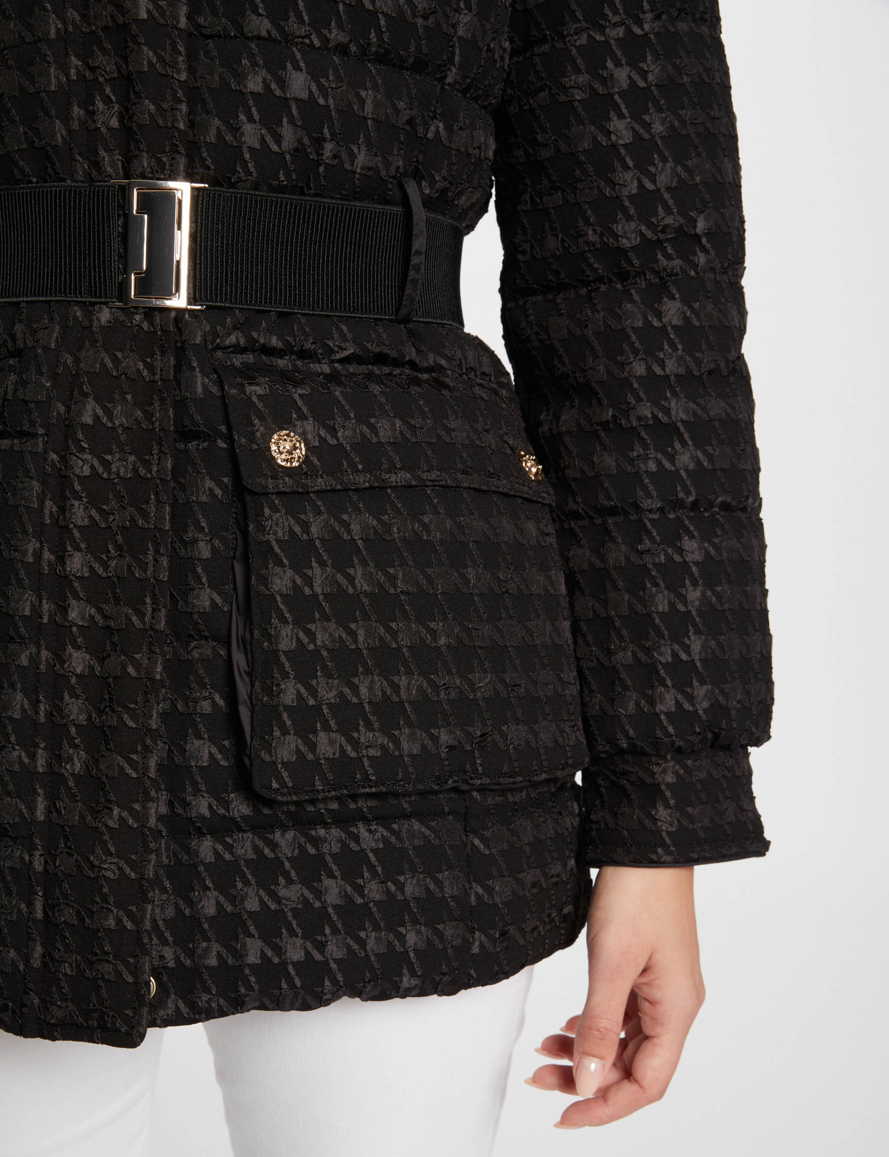 doudoune imprime pied de poule noir femme Doudoune imprimé pied de poule noir femme