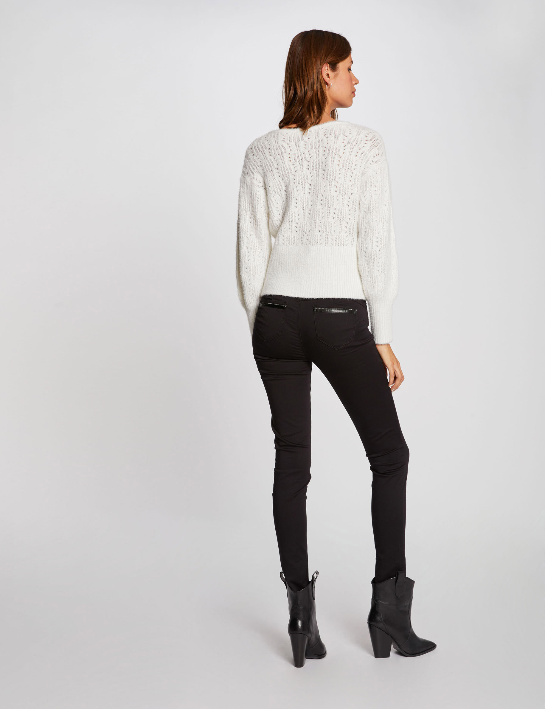 Pantalon slim satin noir femme