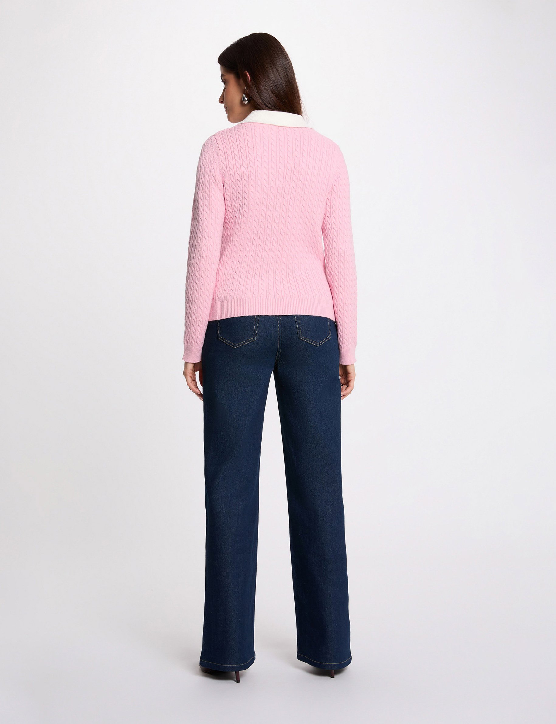 Gilet ajust&eacute; col &agrave; revers rose clair femme