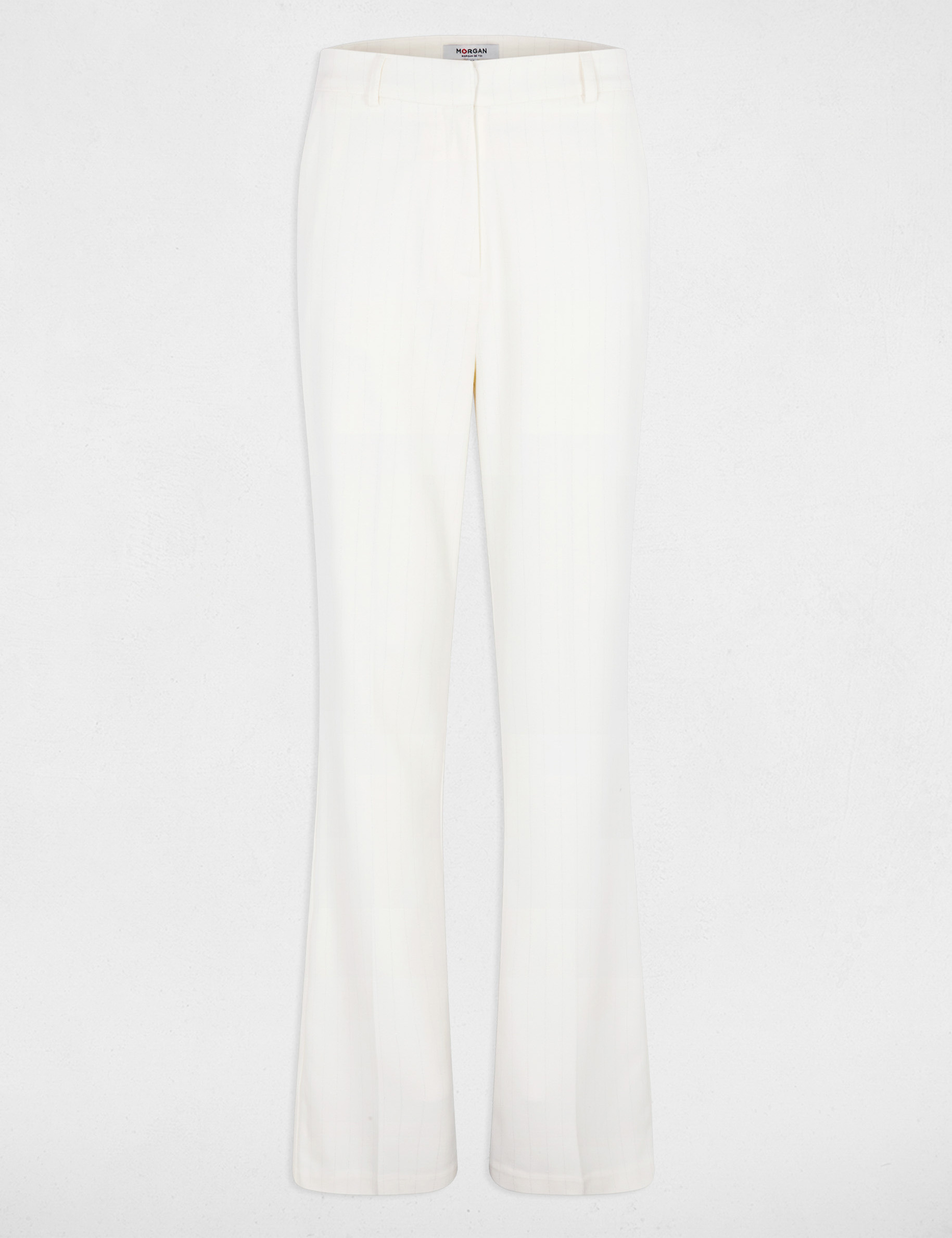 Pantalon large &agrave; fines rayures blanc femme