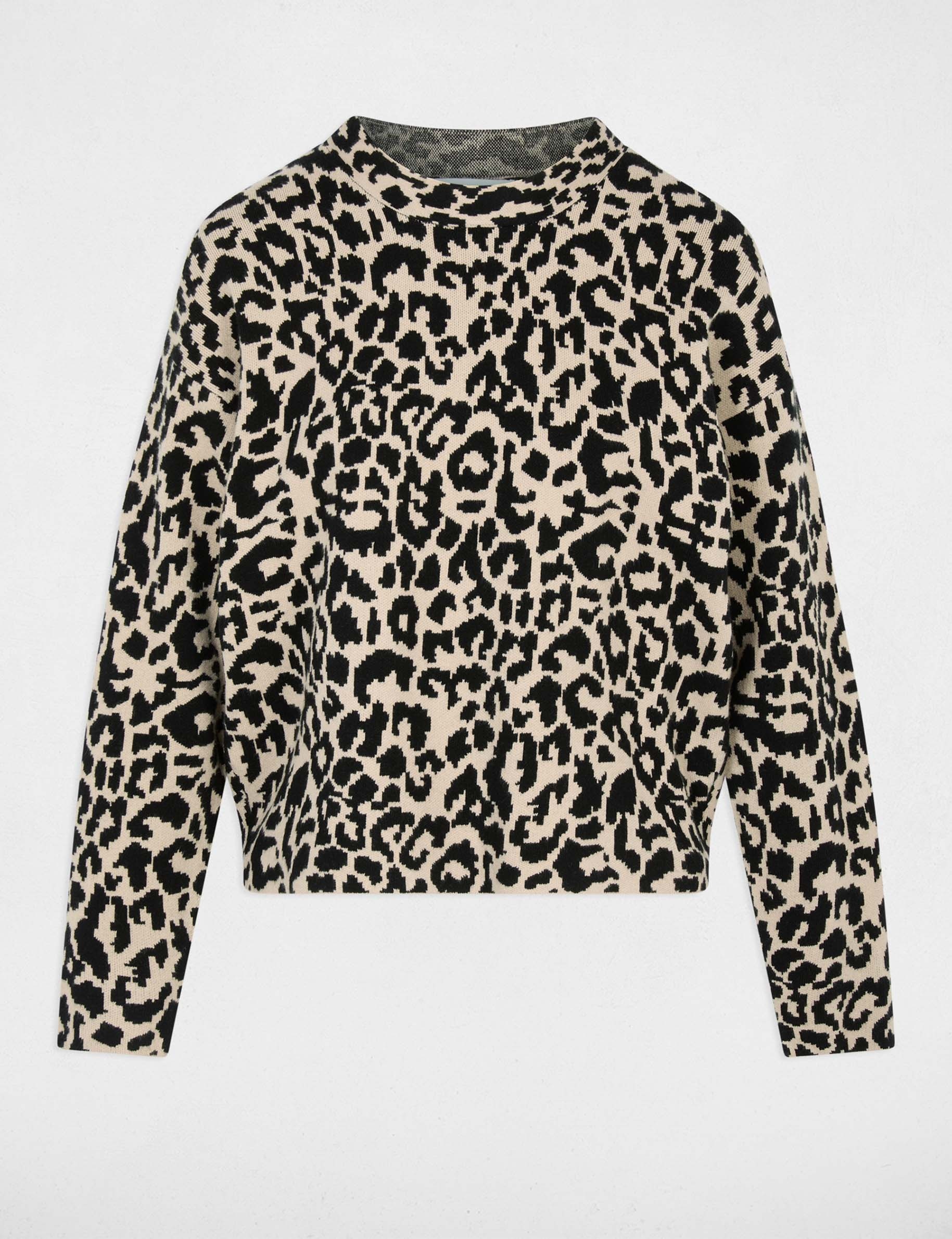 Pull col rond beige femme