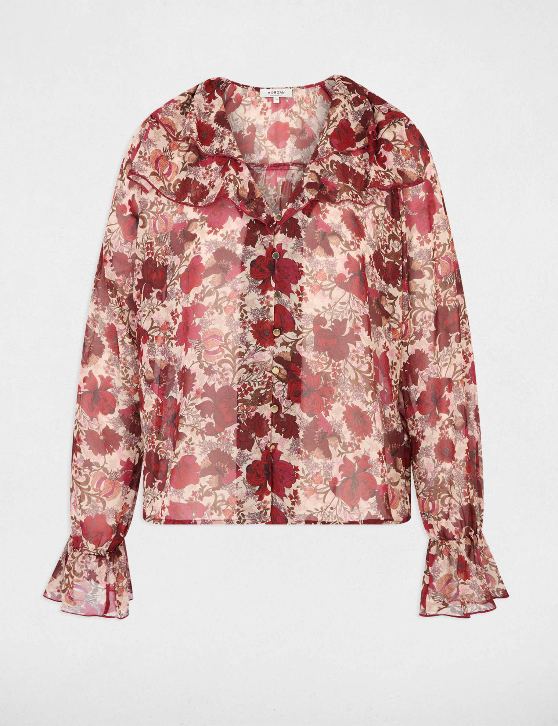 Voile blouse met v-hals meerkleurig vrouw