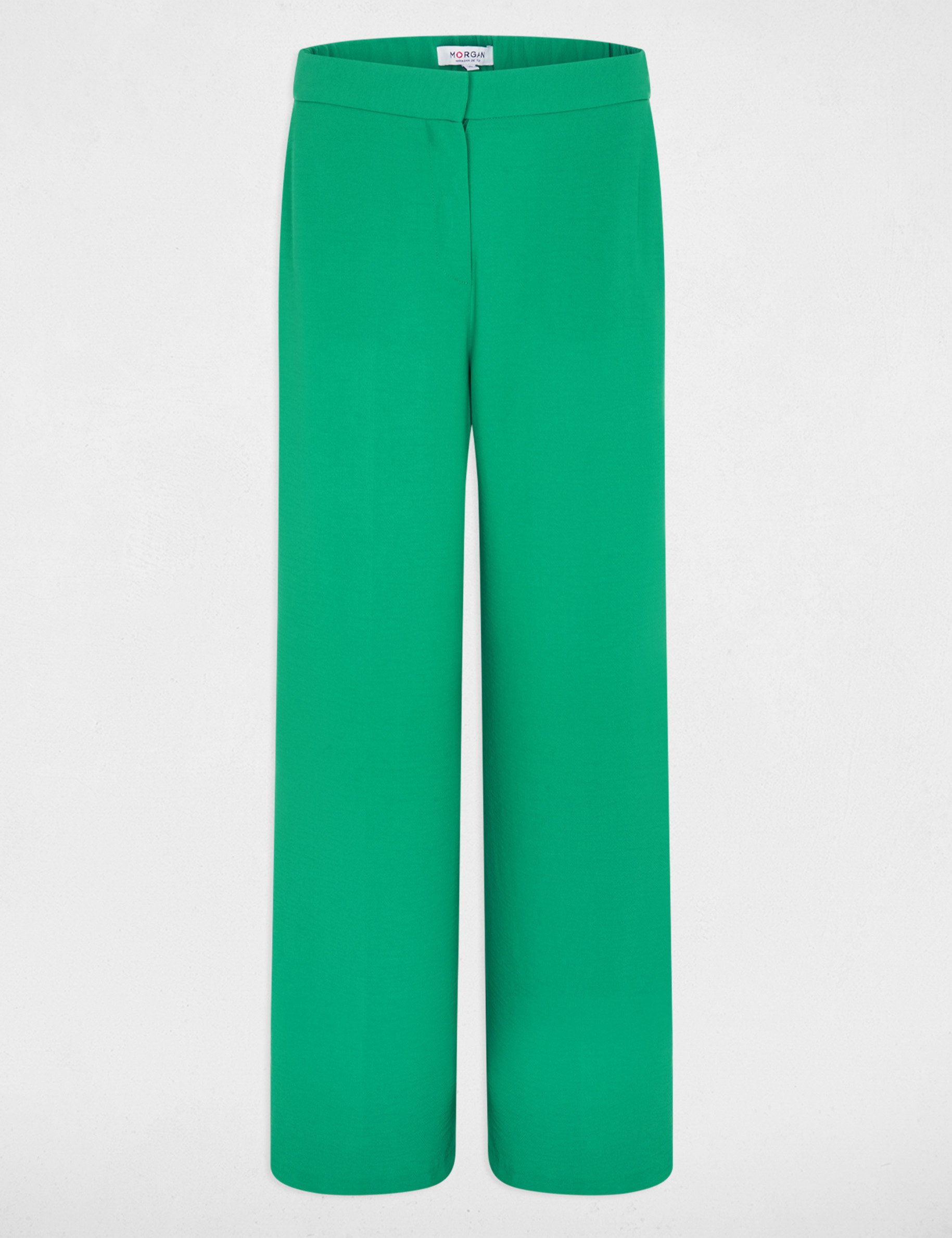 Pantalon large fluide vert prairie femme