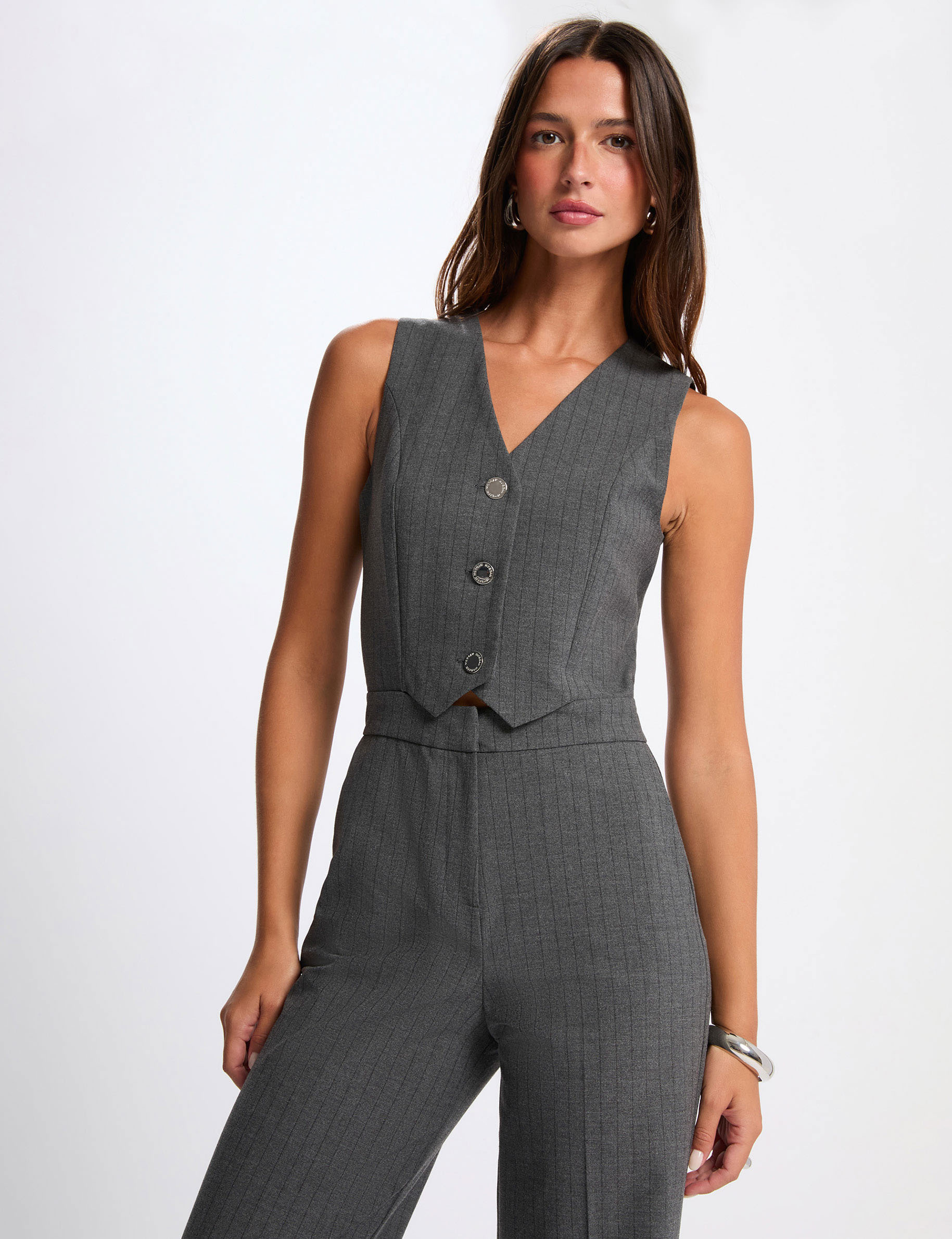 Combinaison fluide sans manches gris moyen femme