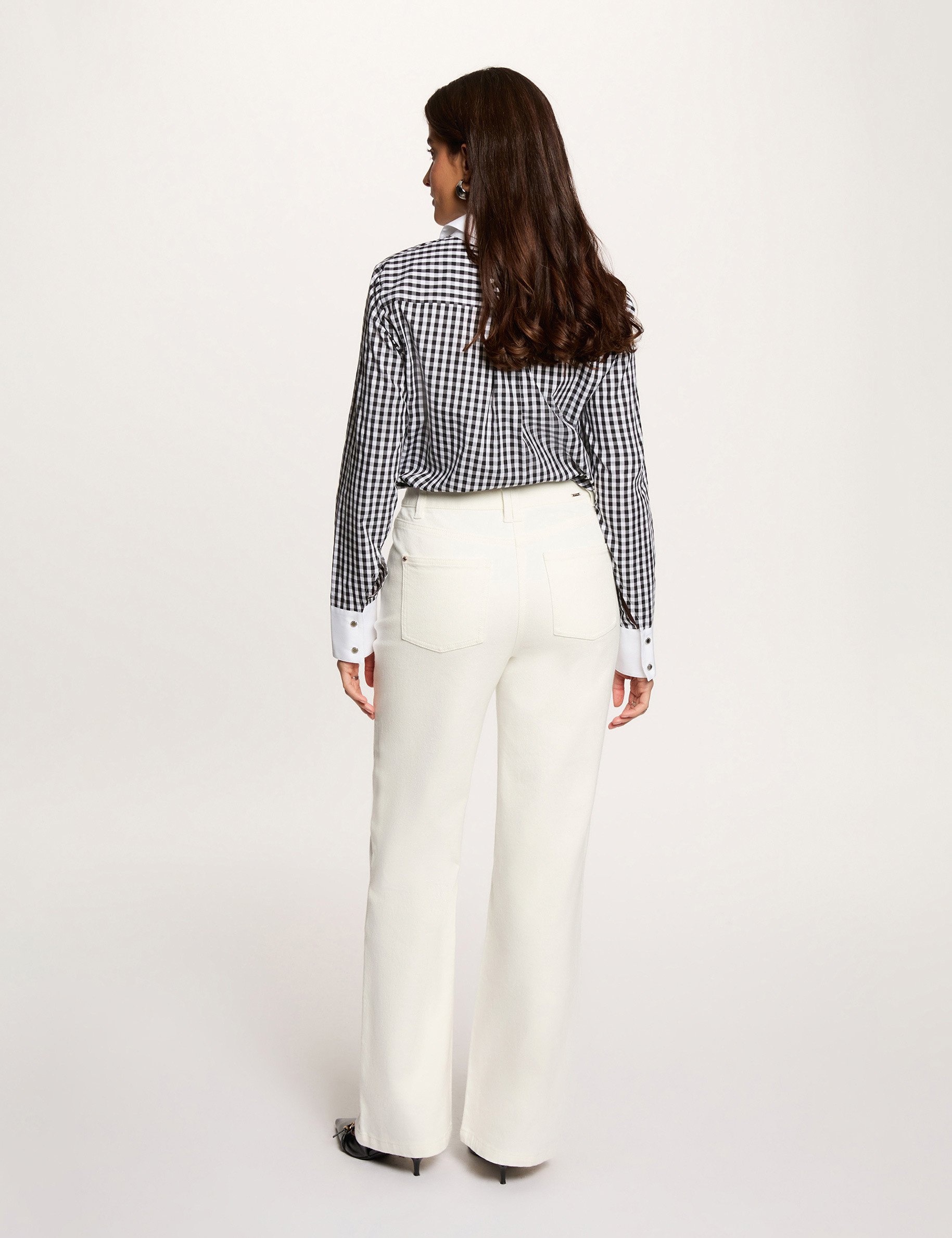 Jean large 7/8 blanc femme