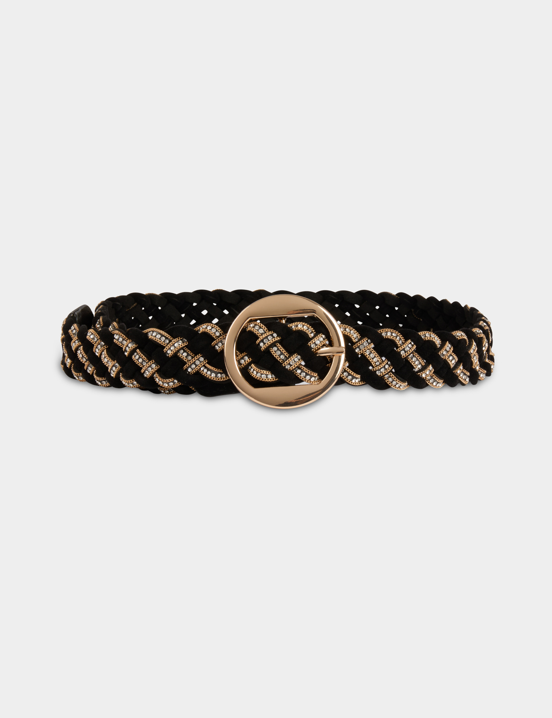 Ceinture large su&eacute;dine noir femme