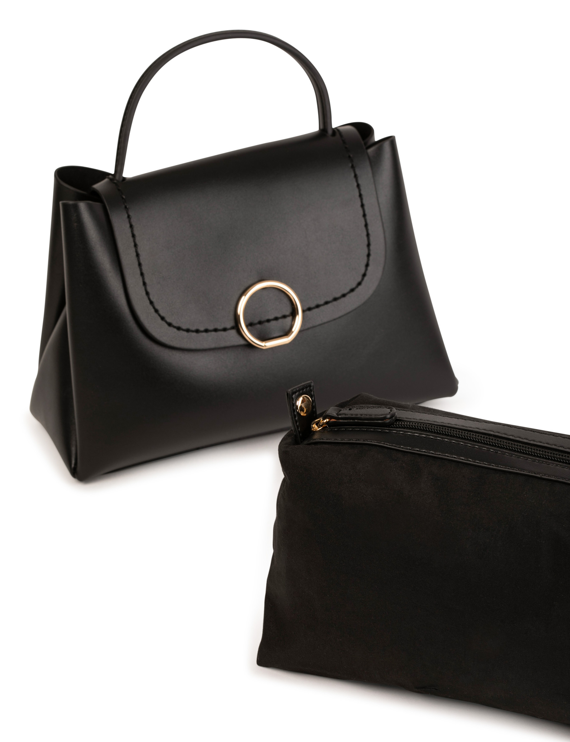 Sac rectangulaire &agrave; rabat noir femme