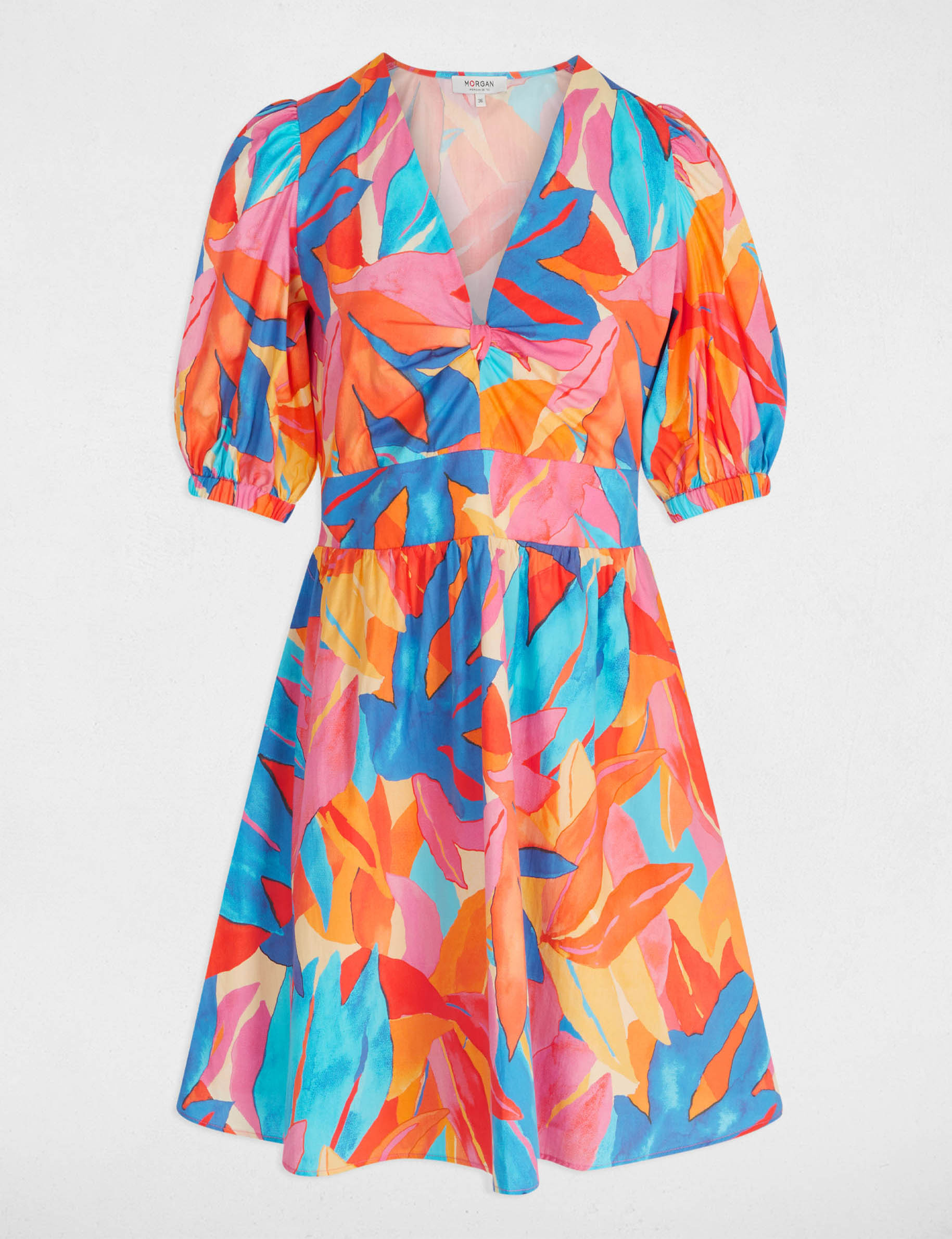 robe courte evasee imprimee multicolore femme Robe courte évasée imprimée multicolore femme