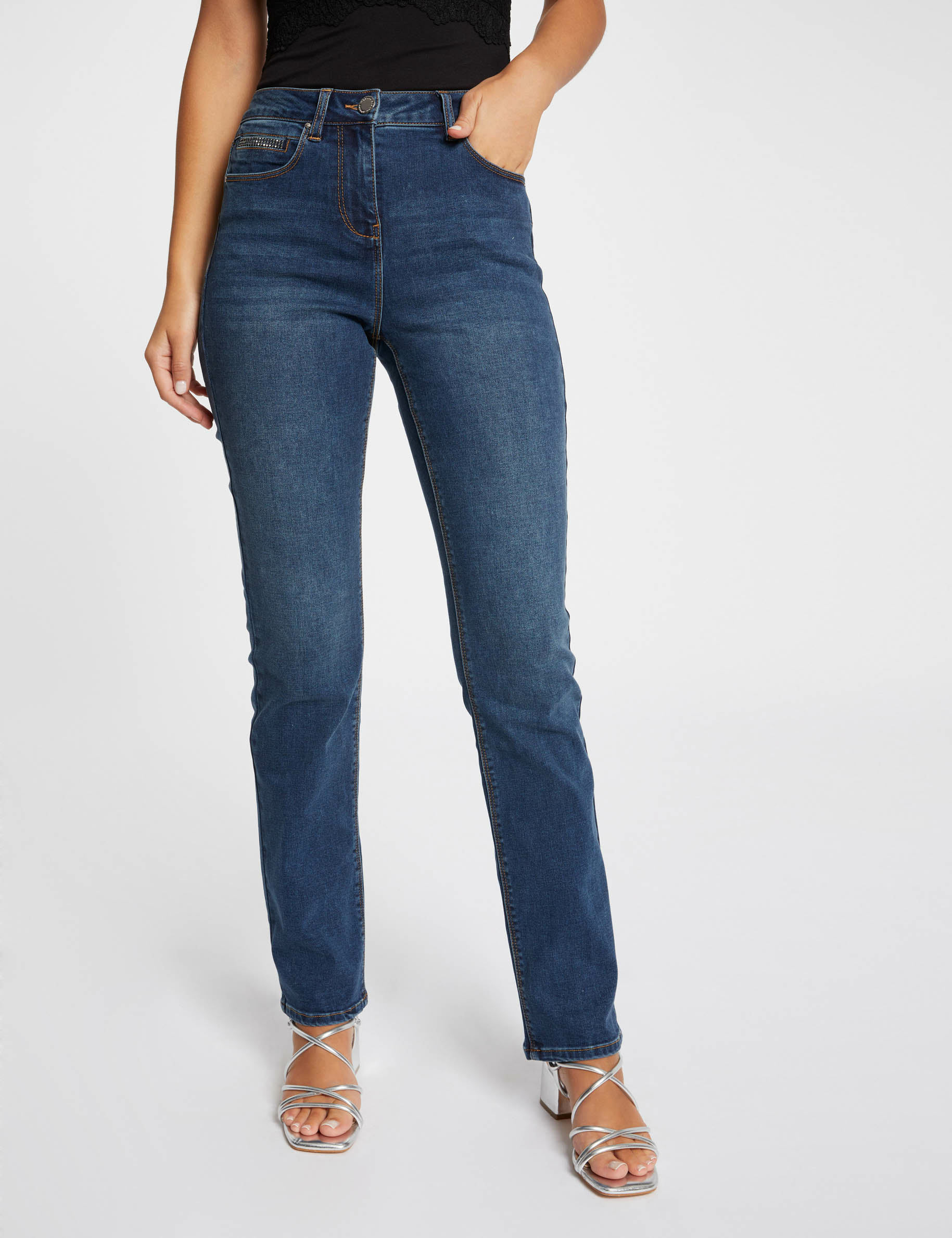 jeans droit taille haute jean stone femme Jeans droit taille haute jean stone femme