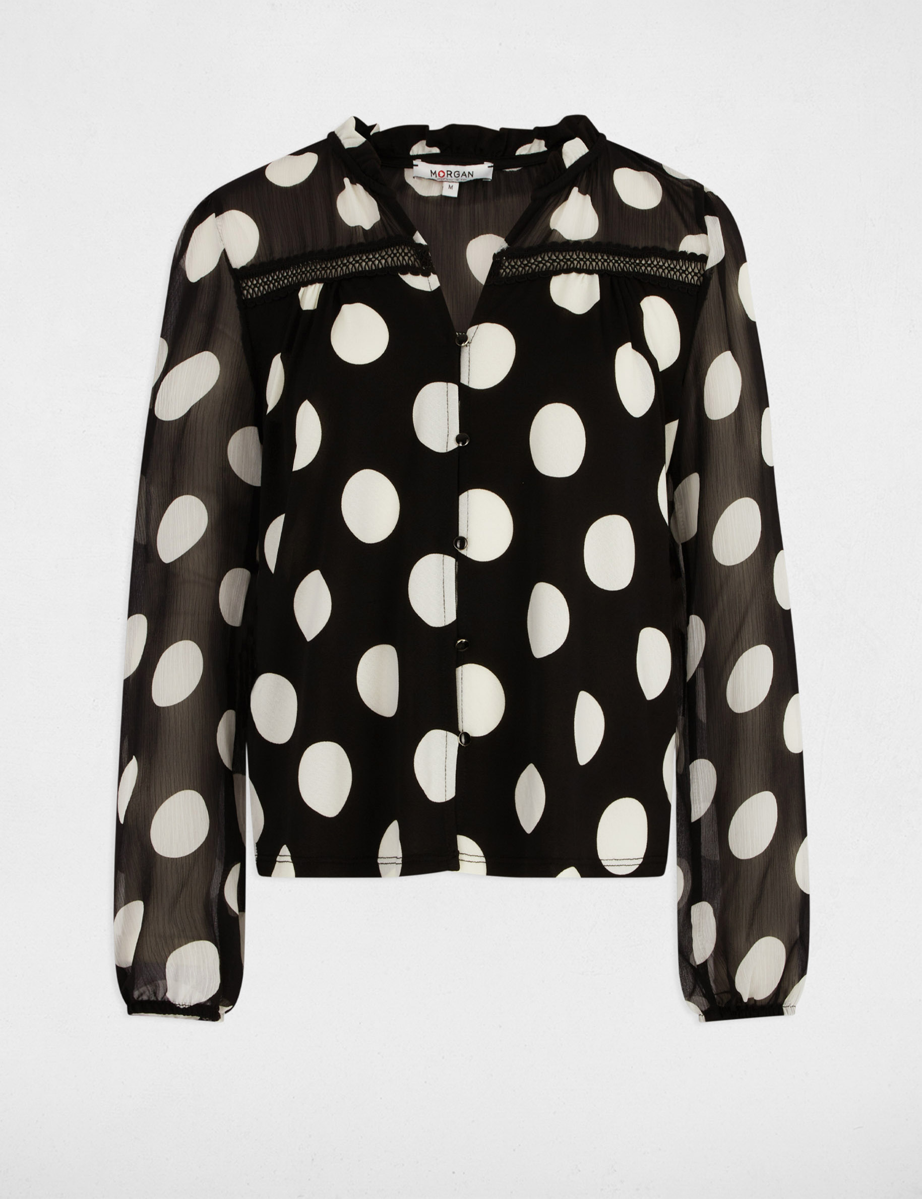 t shirt manches longues a pois noir femme T-shirt manches longues à pois noir femme