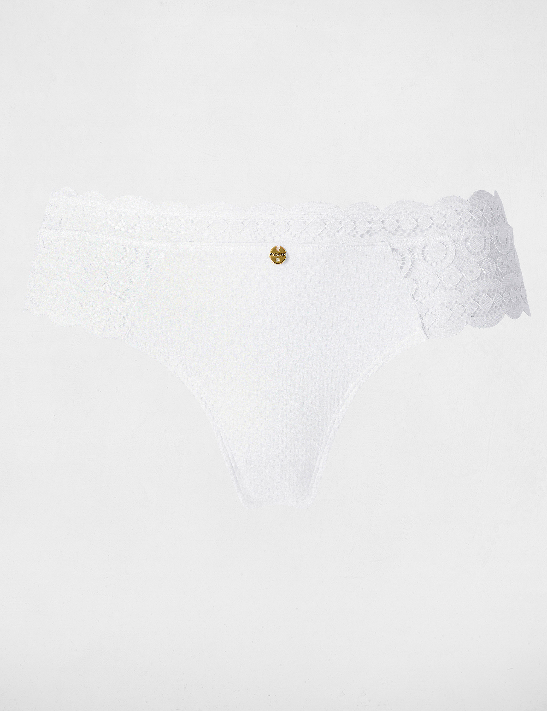 Shorty dentelle taille basse blanc femme